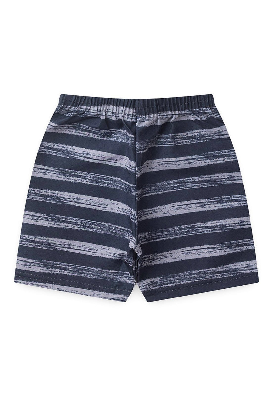 Vista 2 Infantil - Bermuda Tactel Listrado VIDA COSTEIRA preto