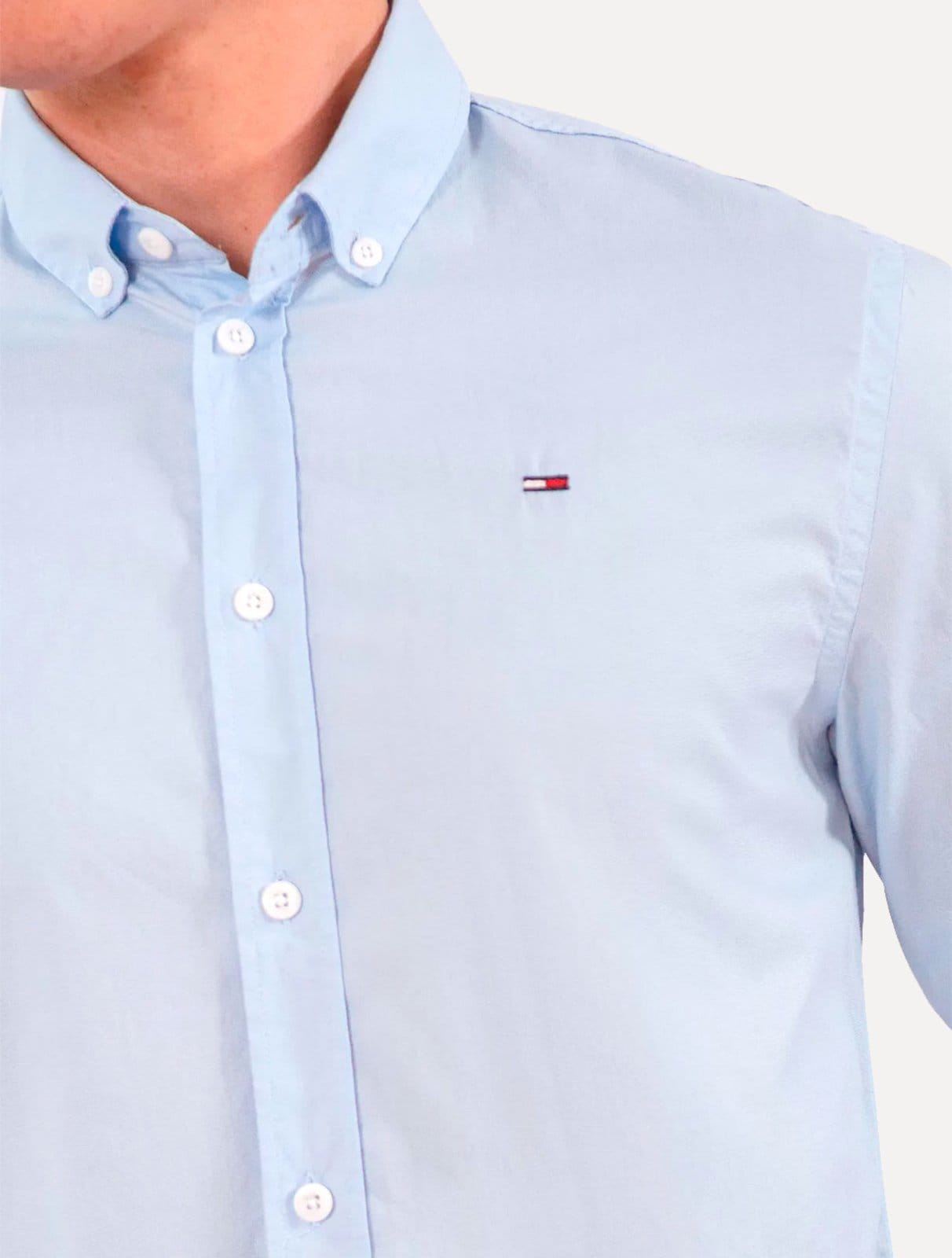 Vista 2 Camisa Tommy Jeans Masculina Slim Original Claro Tommy Jeans azul