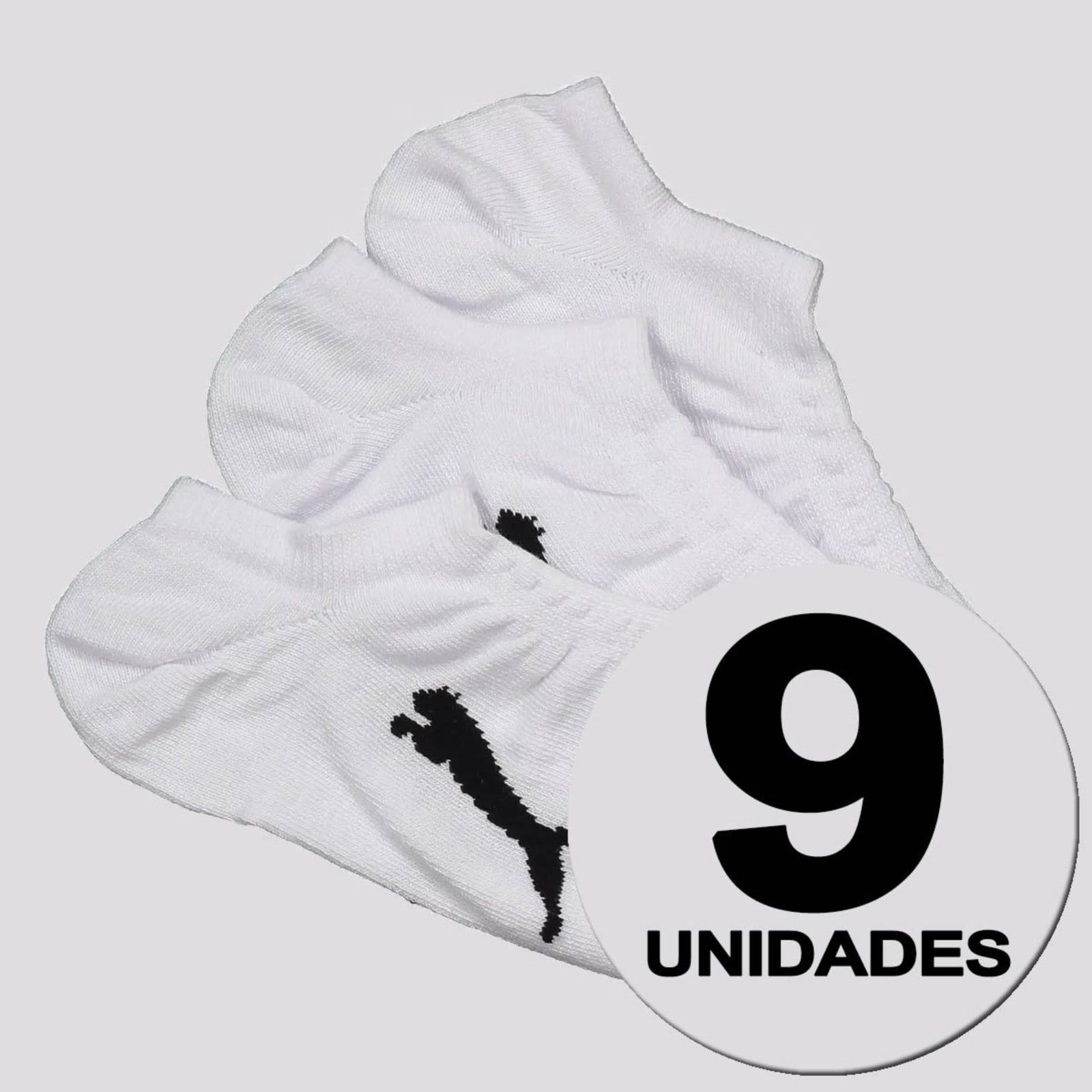 Kit Meia Puma Sapatilha Invisível 9 Pares Feminina Branca