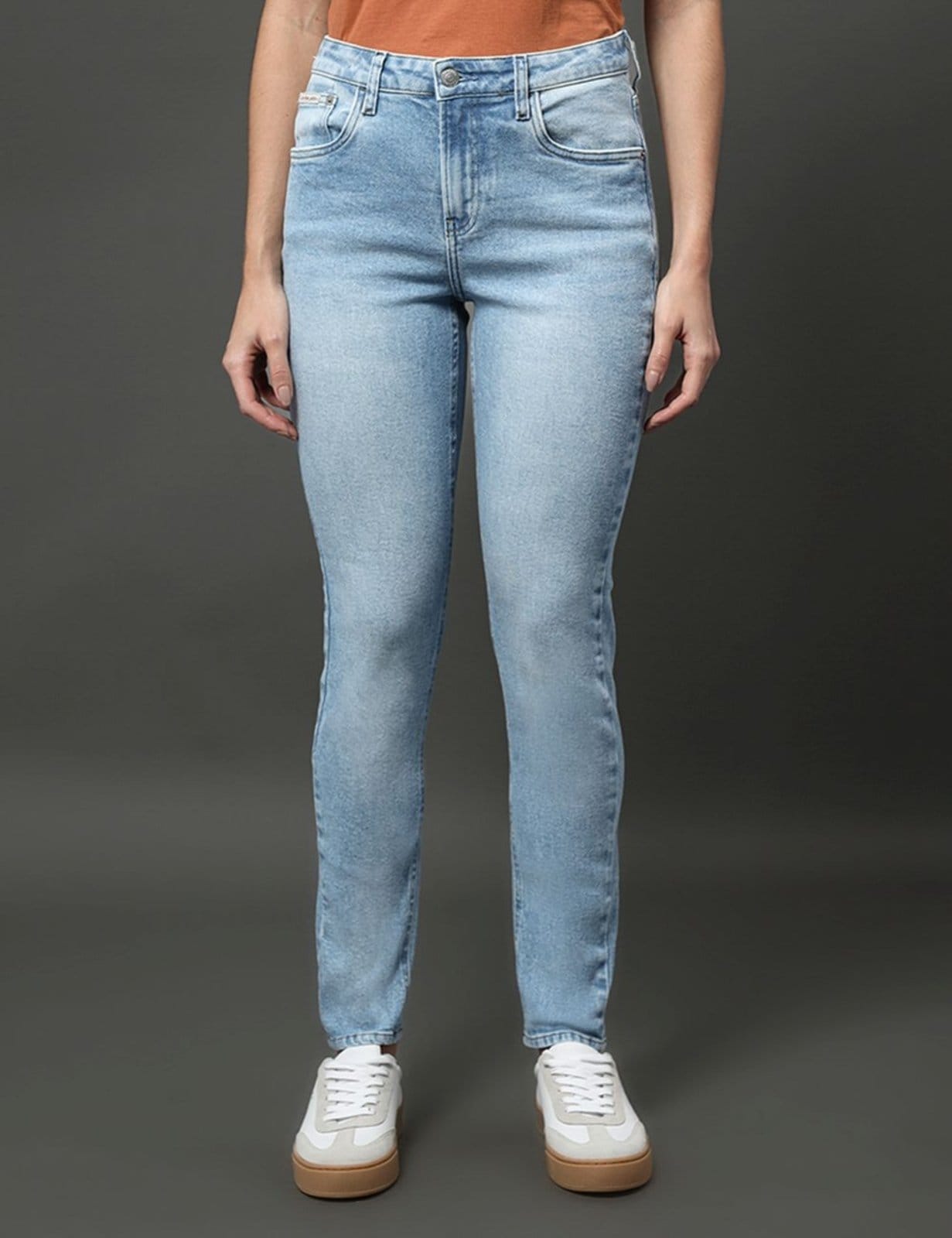 Vista principal Calça Jeans Feminina Skinny 5 Pockets Calvin Klein Jeans Claro Calvin Klein Jeans azul
