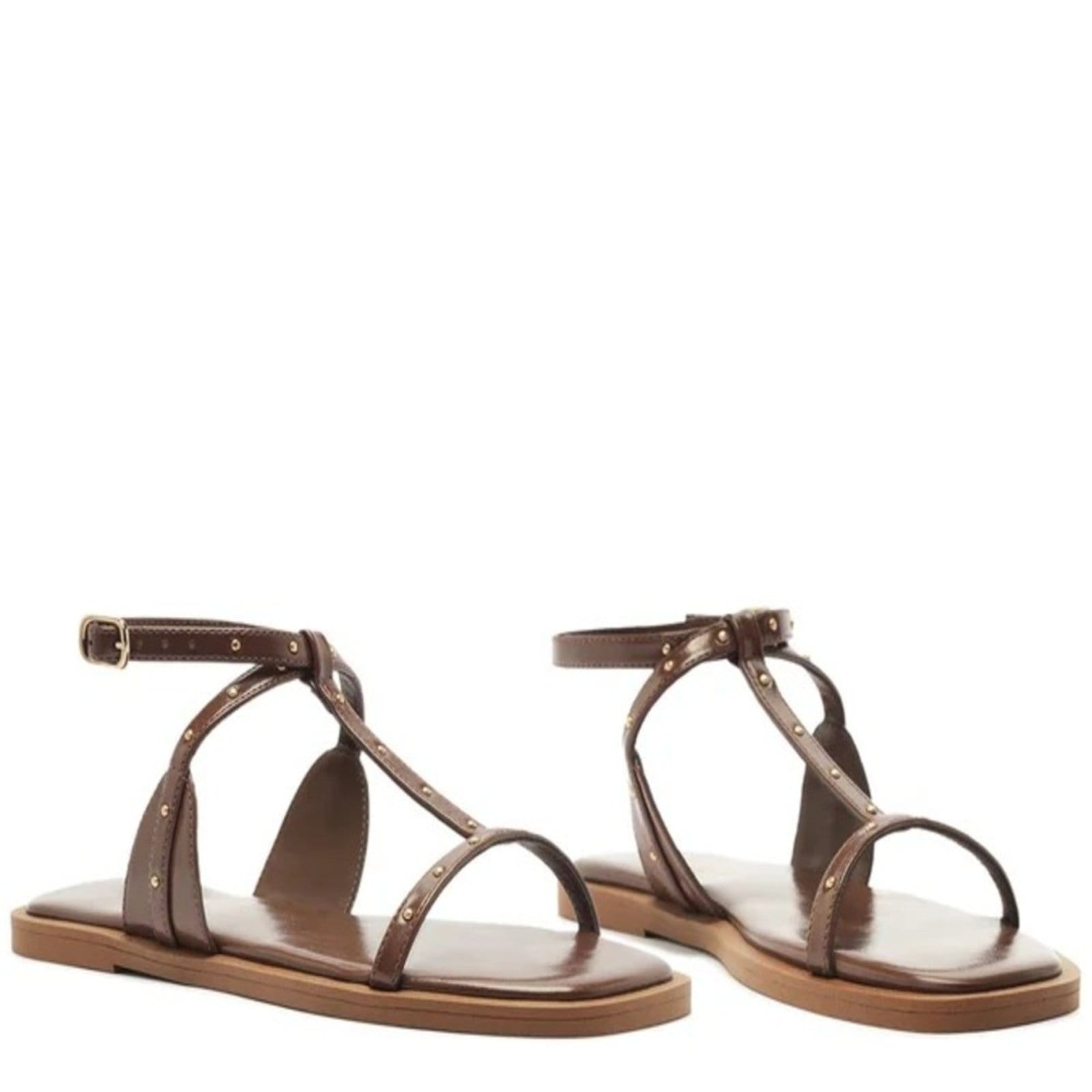 Vista 2 Rasteira Anacapri Tiras Finas Tachas Anacapri marrom