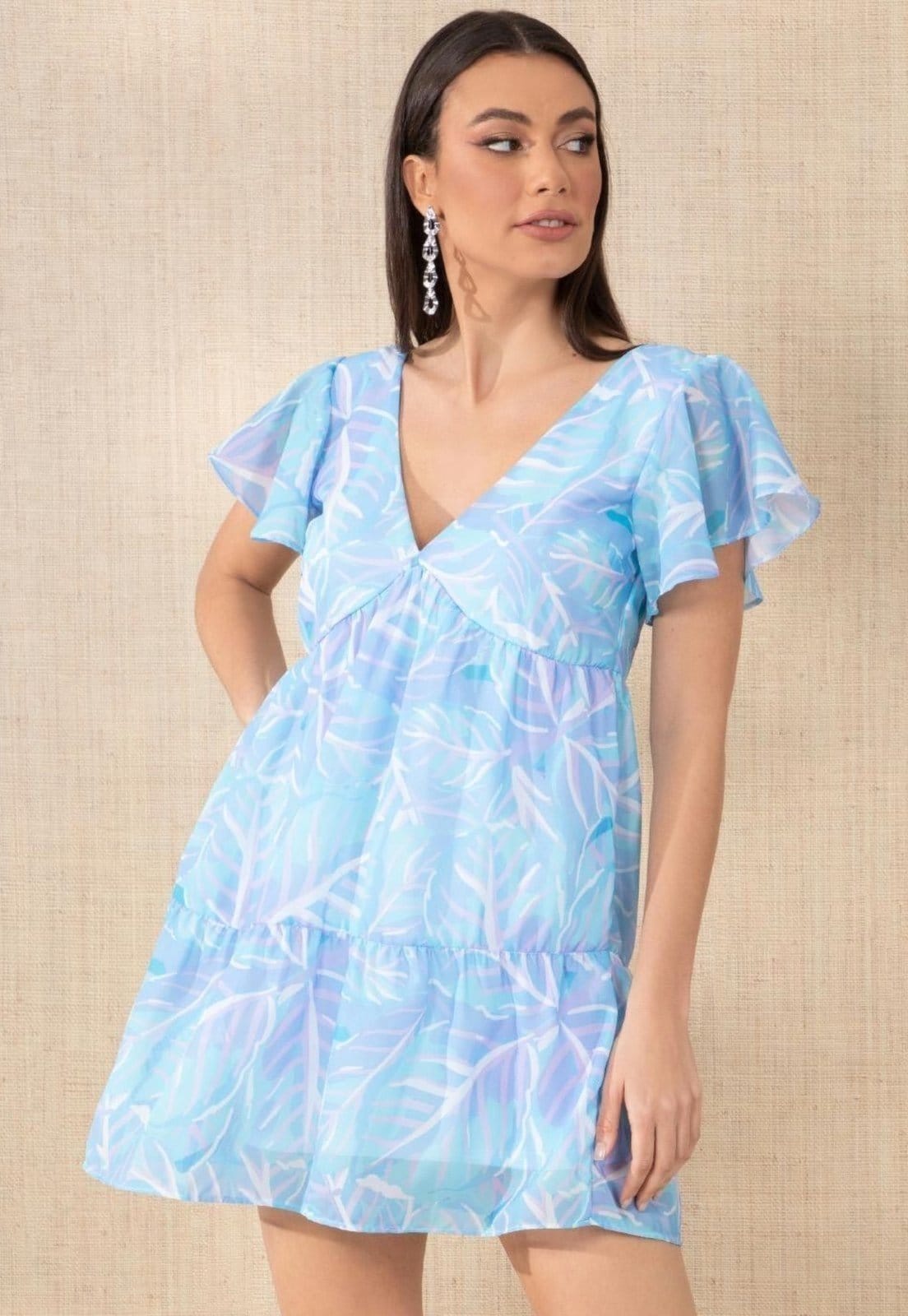 Vestido Com Manga Evasê