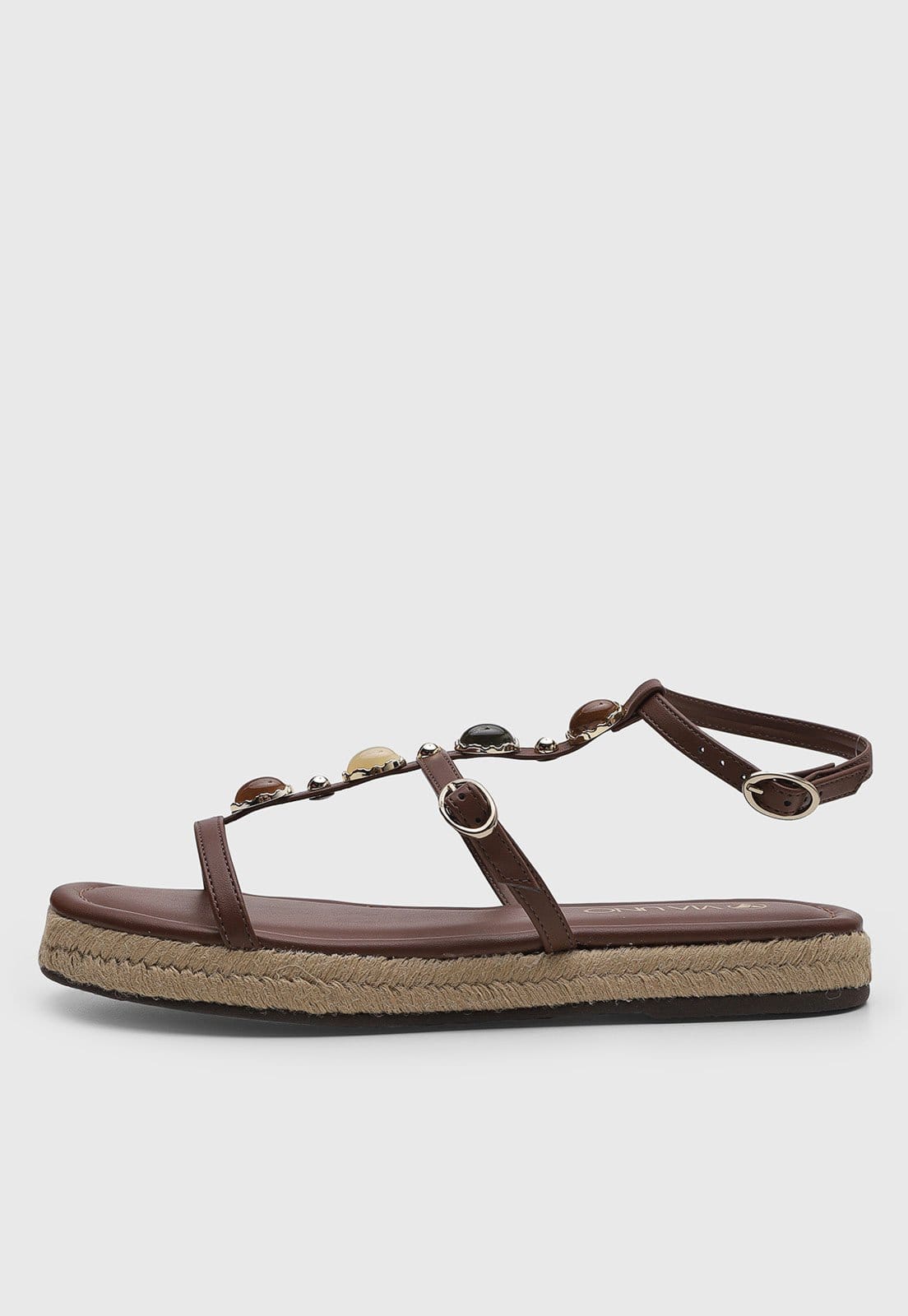 Vista principal Rasteira Feminina VIA UNO Esferas Decorativas VIA UNO marrom