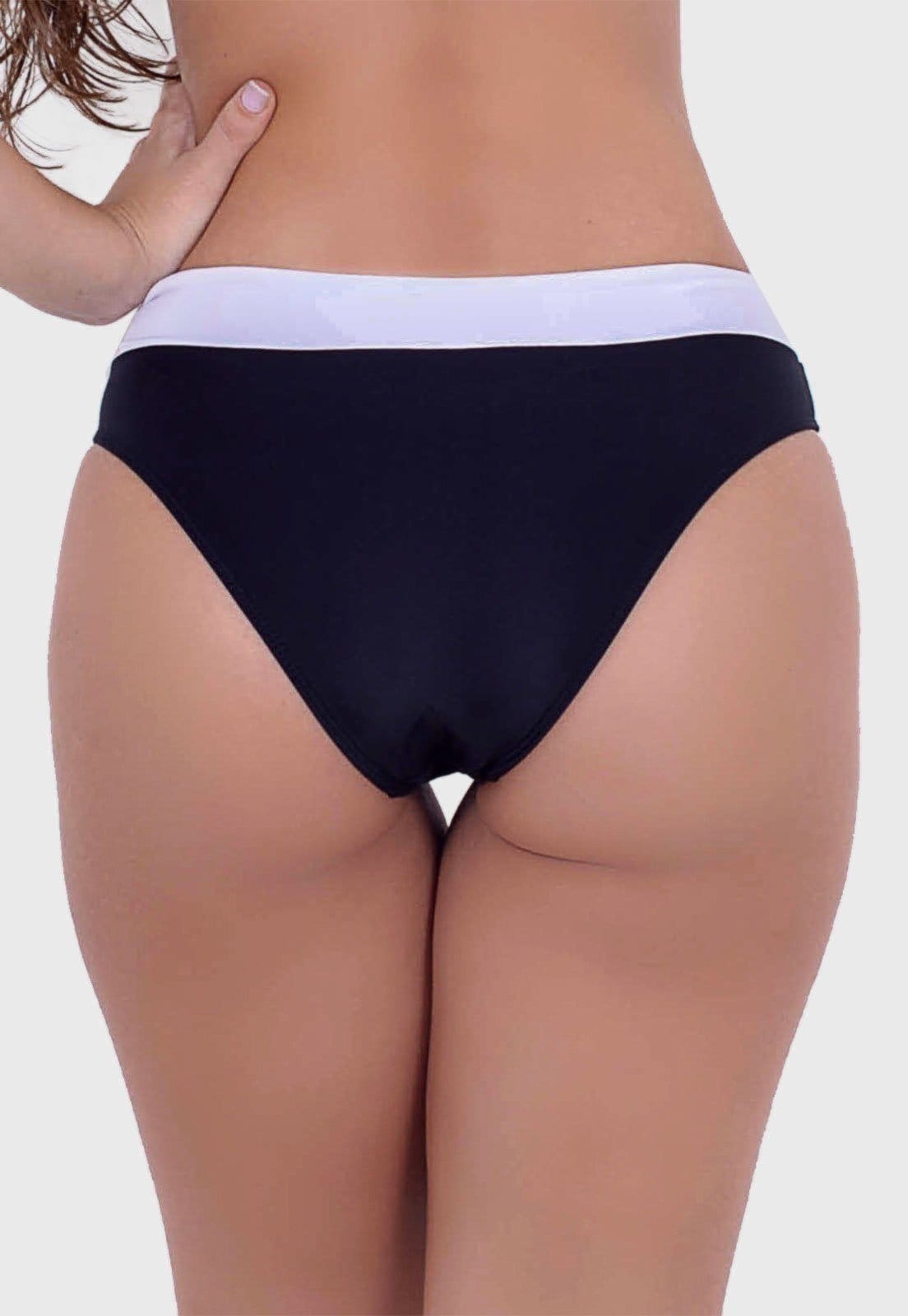 Vista 2 Calcinha Summer Soul Cós Alto Com Passante e Summer Soul branco/preto