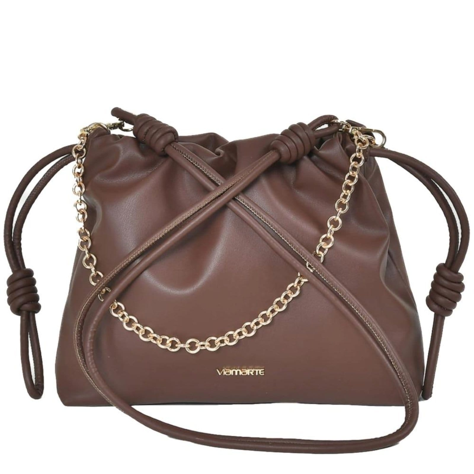 Bolsa Feminina Via Marte com Corrente B2-617 Dark Brown Incolor