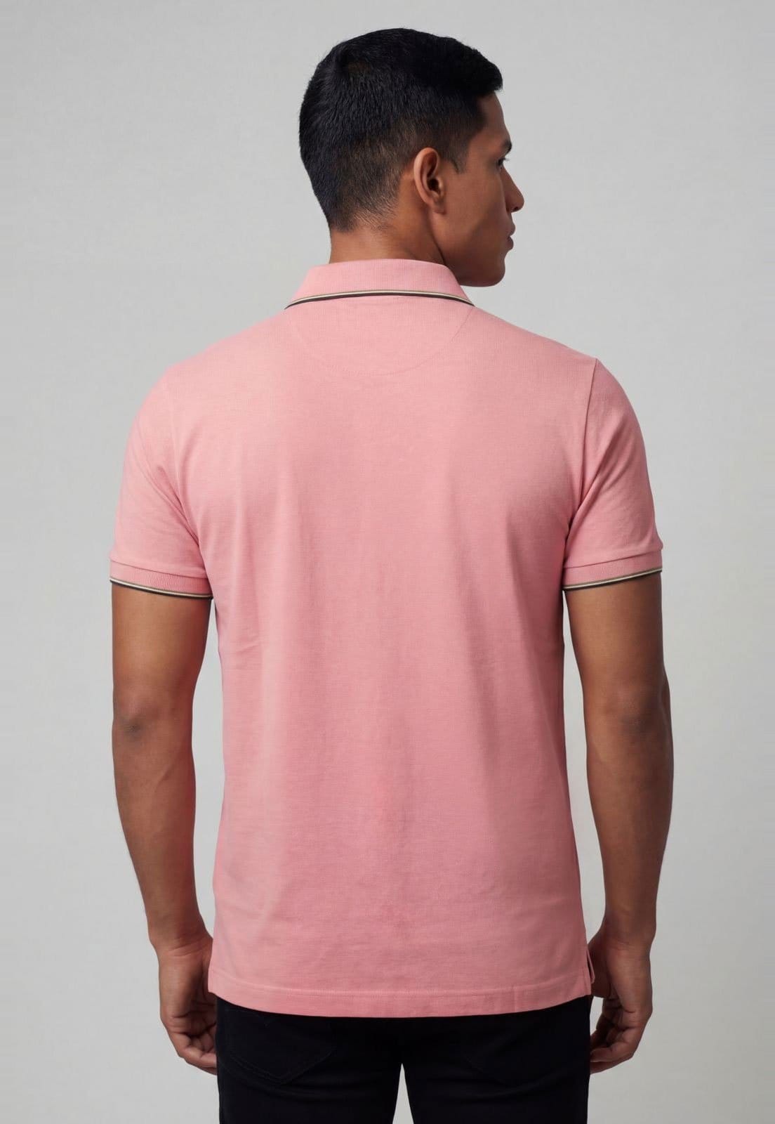 Vista 2 Polo Masculina Reserva Clássica Piquet Reserva rosa