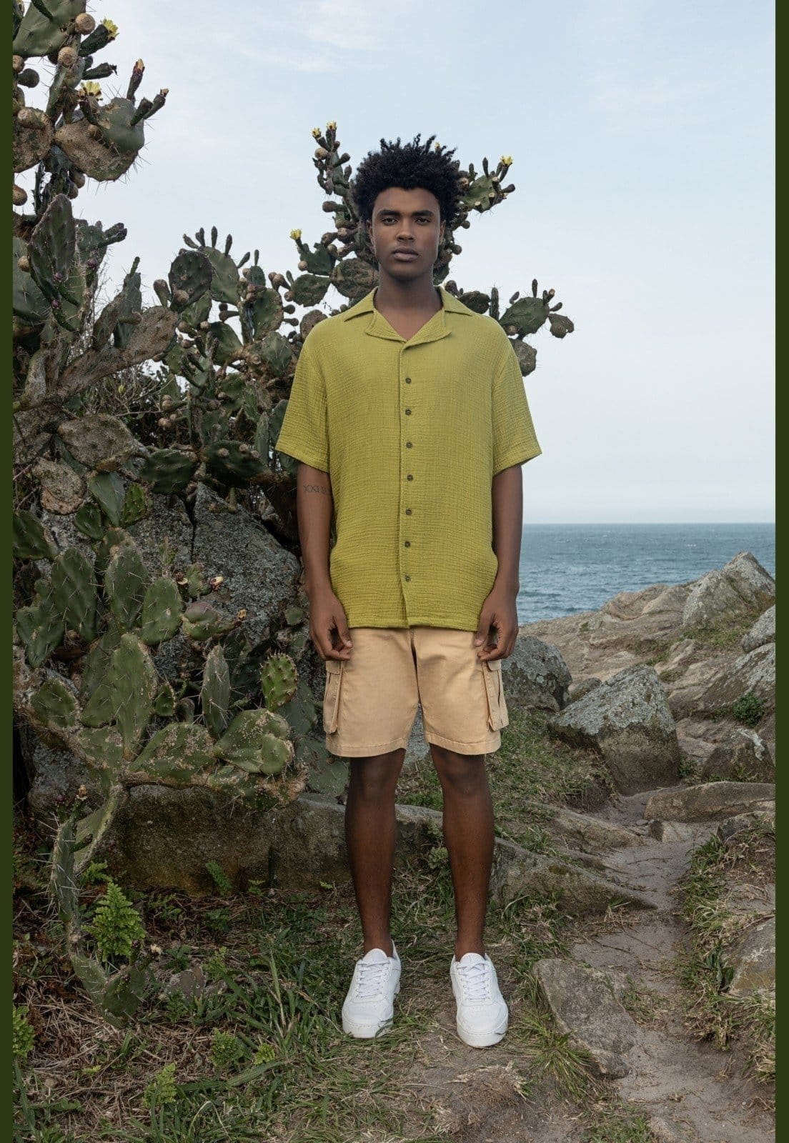 Vista 2 Camisa Manga Curta Masculina The Philippines The Philippines verde