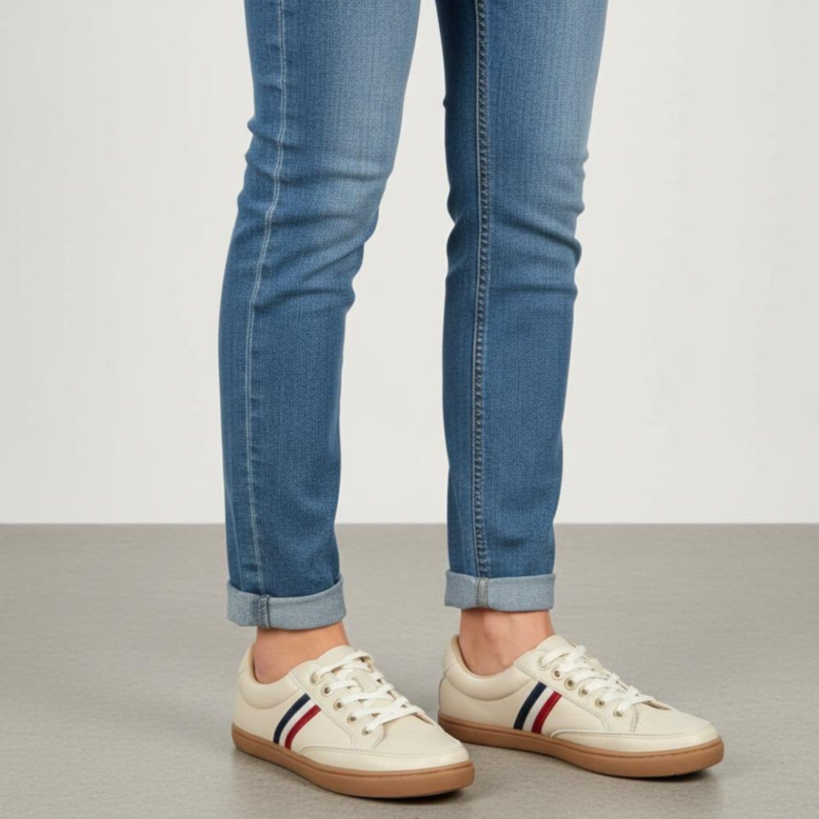 Vista 2 Tênis Feminino Rasteiro de Couro Off White Bege ROMEU E JULIETA SHOES bege white