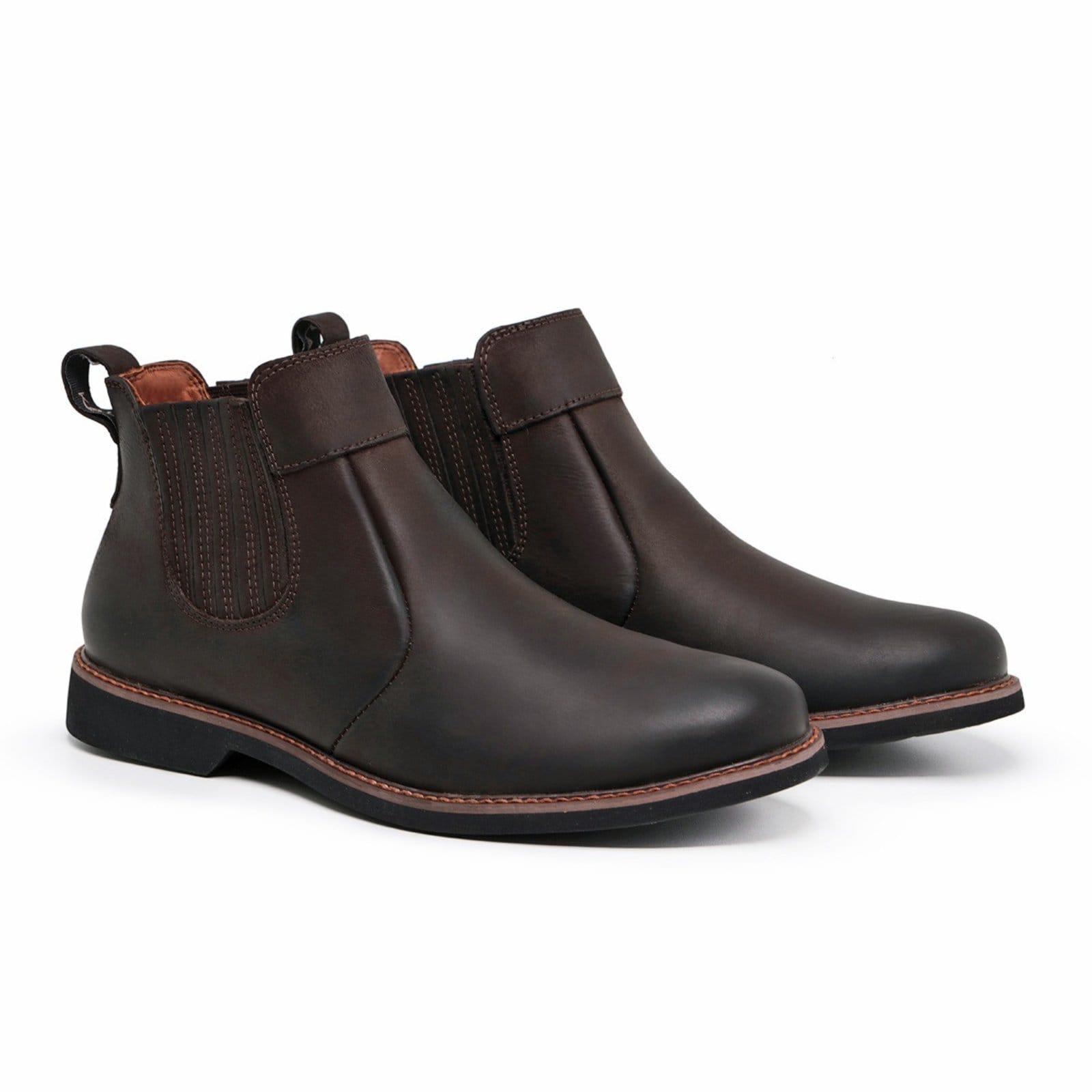 Bota Botina Chelsea Masculina de couro com sola de Borracha Costurada Re.: 103Nobuck Café