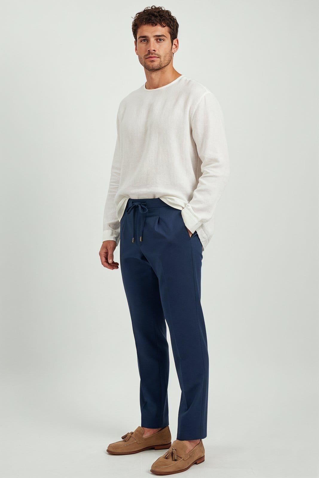 Vista 2 Calça Regular Com Cordão Traymon Marinho Traymon azul marinho