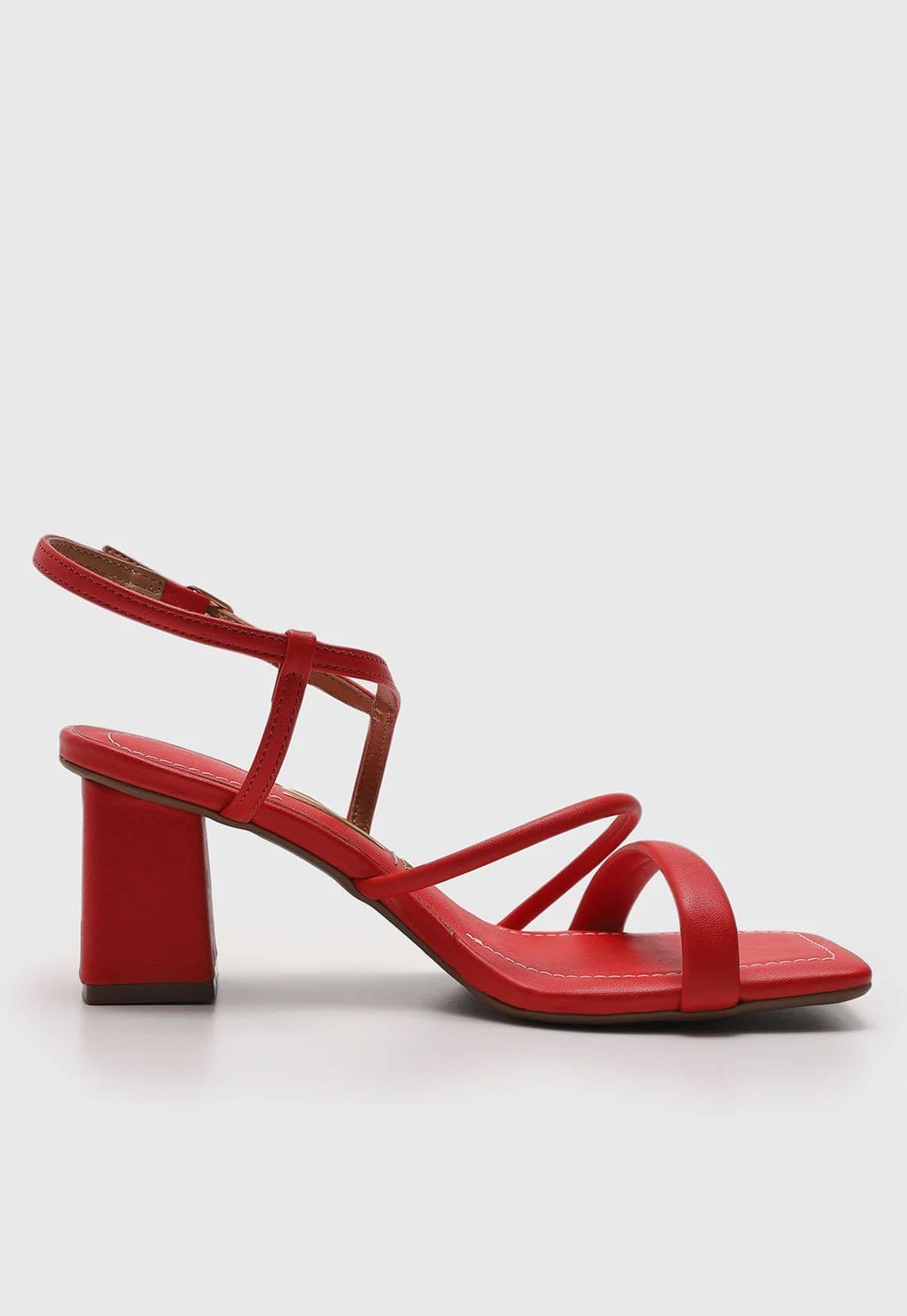 Vista 2 Sandália Feminina Vizzano Salto Bloco Tiras Nó Vermelha VIZZANO vermelho