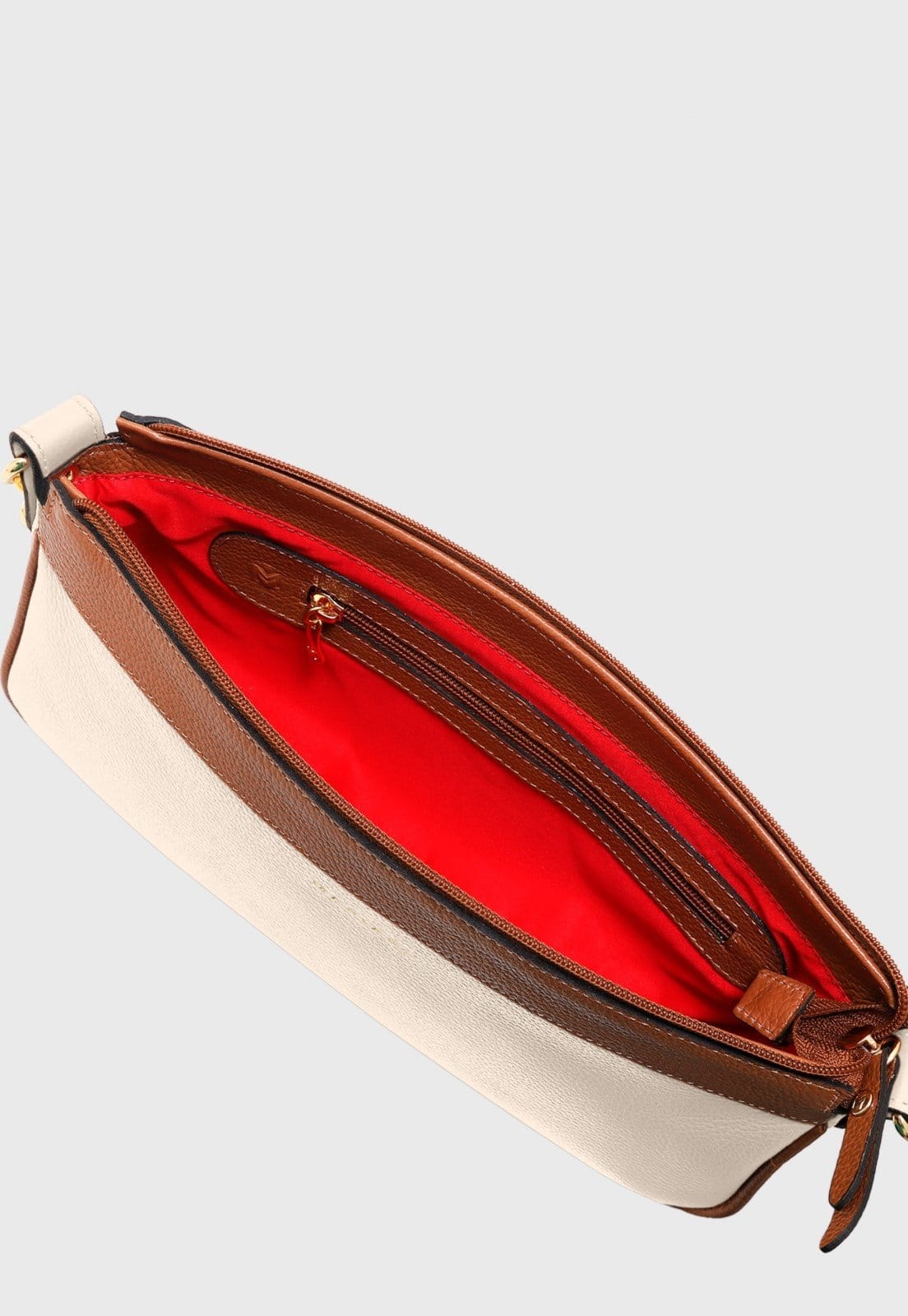 Vista 2 Bolsa Shoulder Couro Mariart Parintins Off White/Camel Mariart caramelo/off-white white