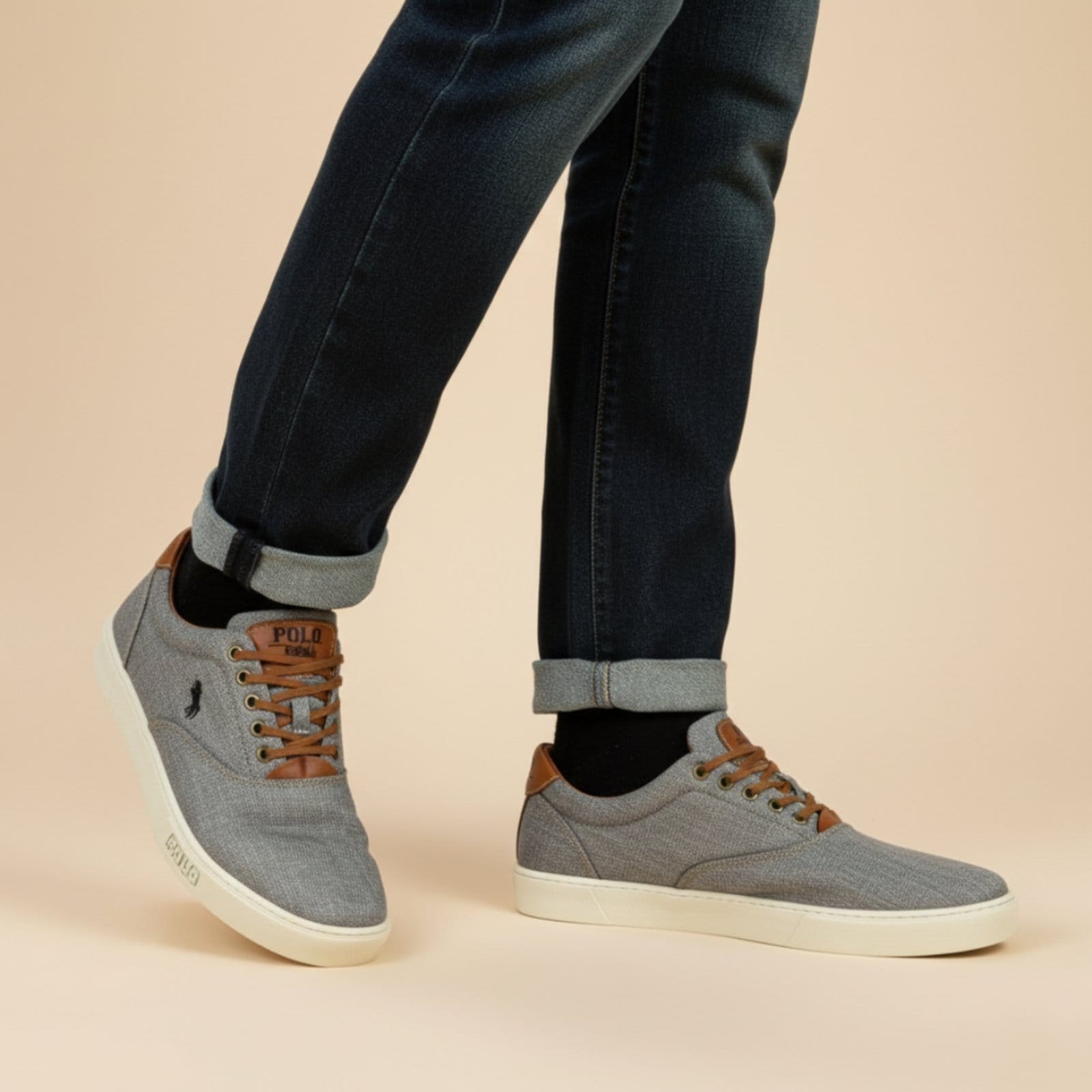 Vista 2 Sapatênis Masculino Tênis Chunky Polo White Sneaker Casual Confortável Cinza Sapatofran cinza white