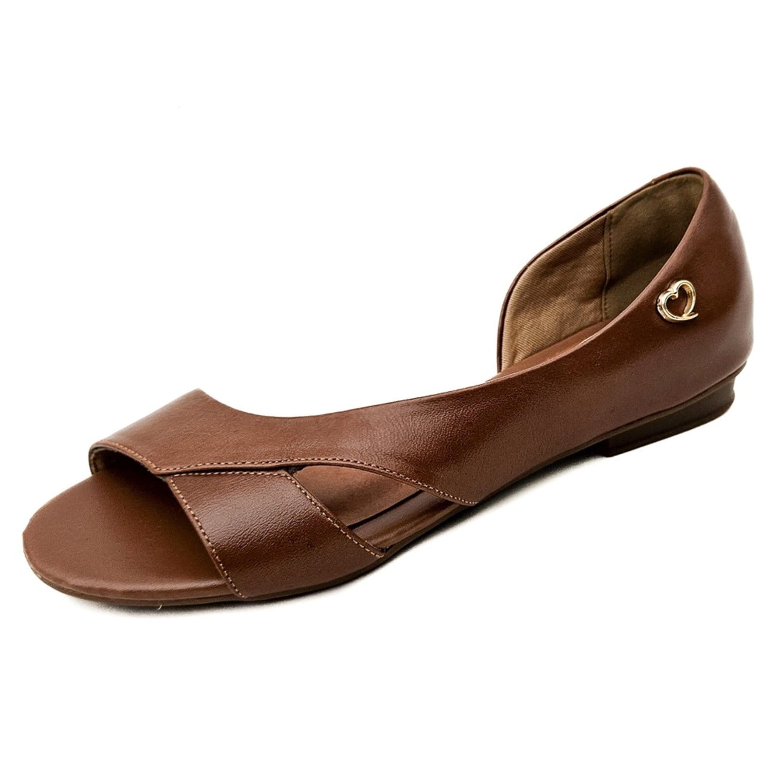 Vista 2 Sandália Rasteira em Couro Amo Calçados Moema Amêndoa Amo Calçados marrom