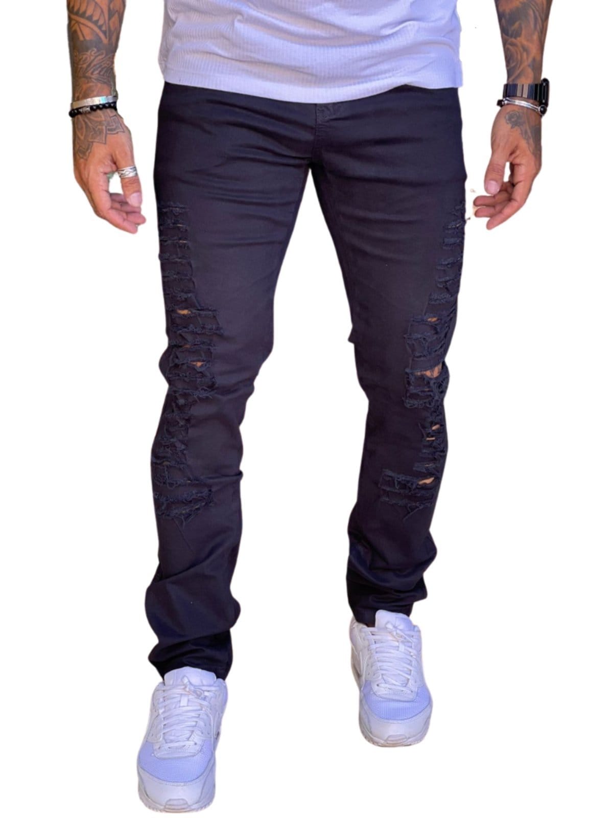 Vista principal Calça Skinny Masculino Jeans Light Rasgado JEANS LIGHT preto