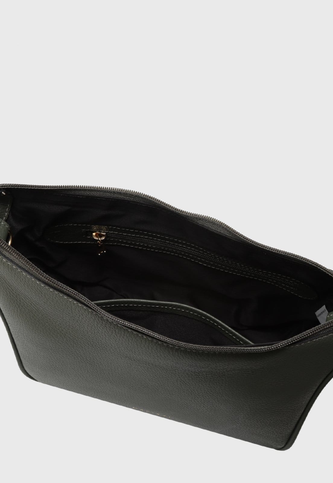 Vista 2 Bolsa Transversal de Couro Mariart Macaúba Army Mariart verde militar