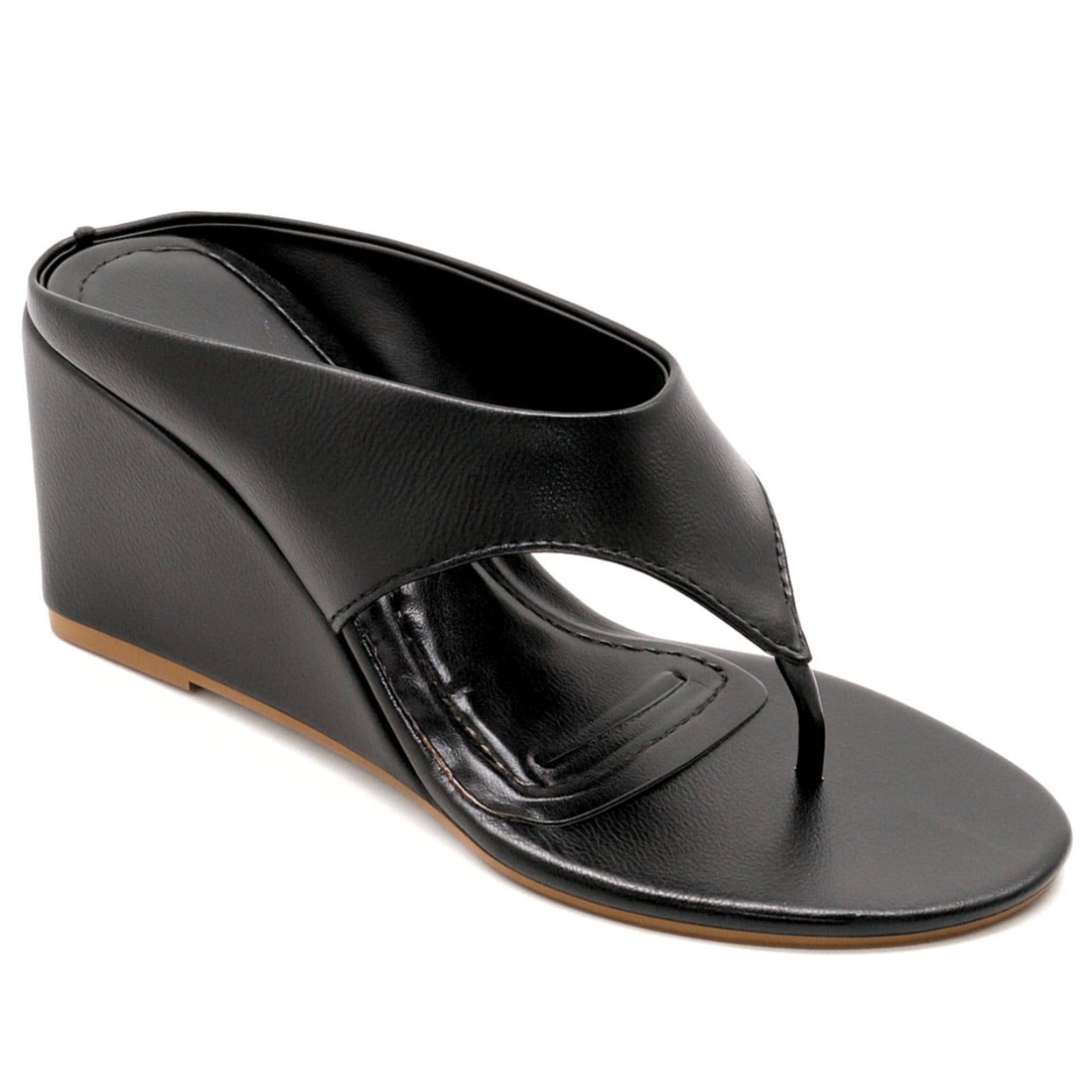 Sandália Feminina de Dedo Anabela Asa Delta Salto Médio Moderno 350