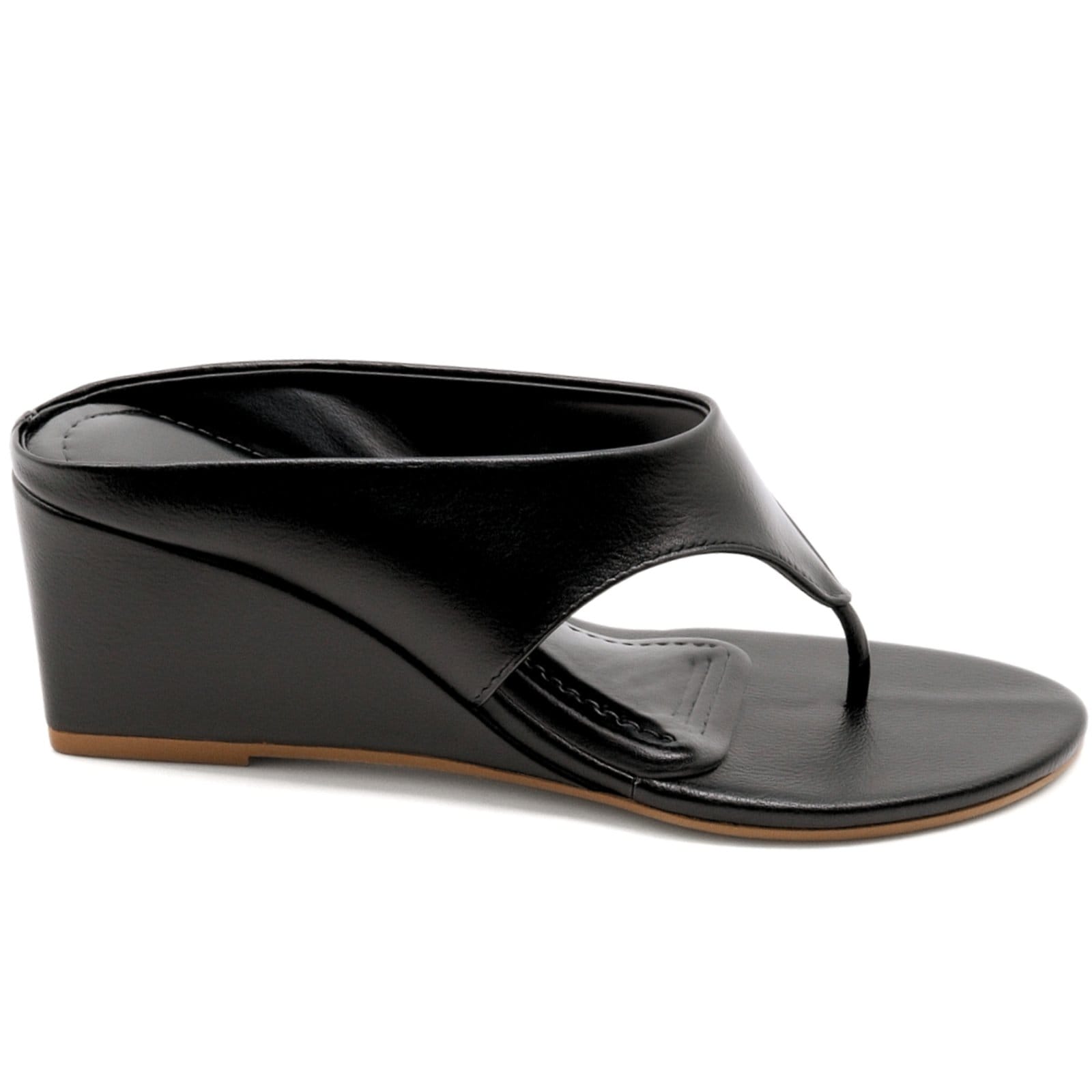 Vista 2 Sandália Feminina de Dedo Anabela Asa Delta Salto Médio Moderno 350 Sete Sales preto