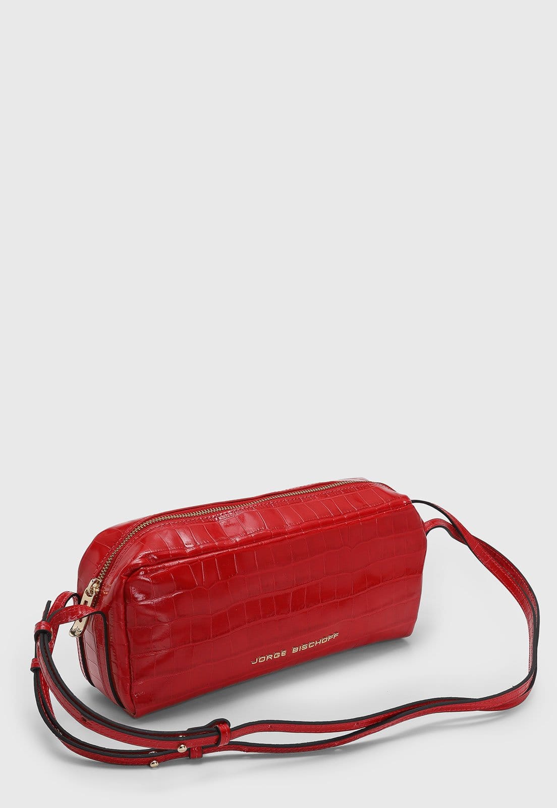 Vista 2 Bolsa Feminina Jorge Bischoff Textura Croco Vermelha Jorge Bischoff vermelho