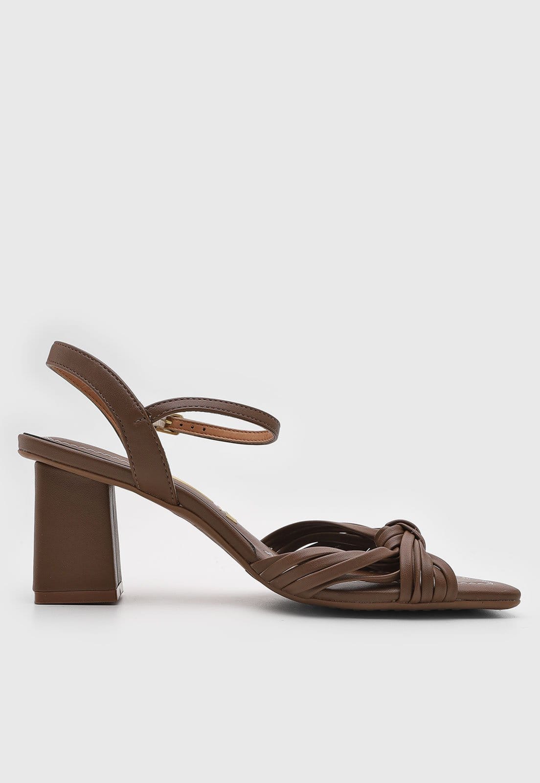 Vista 2 Sandália Feminina Vizzano Salto Bloco Tiras Entrelaçadas VIZZANO marrom