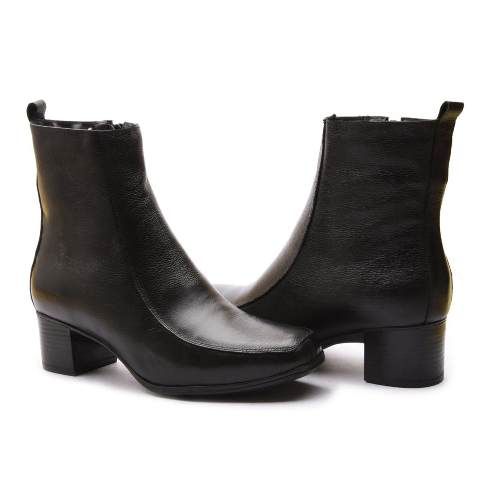 Vista 2 Bota Feminina Em Couro Com Zíper Confortável Fabiana Madus preto