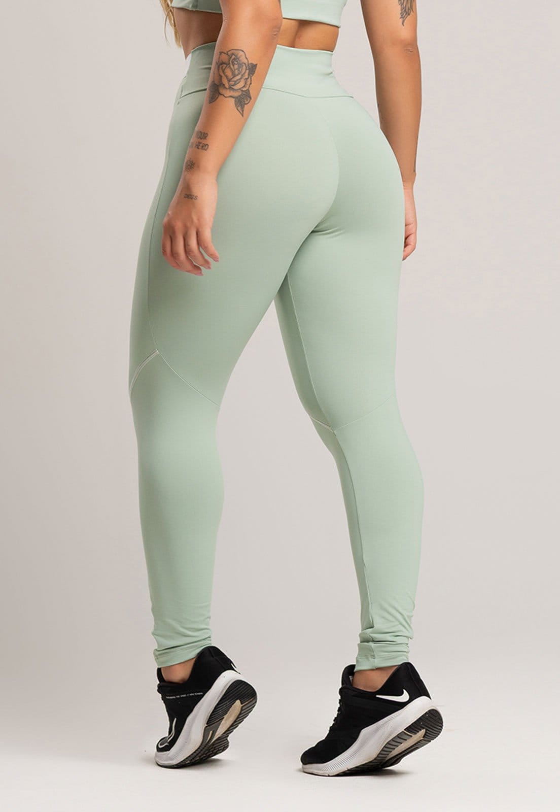 Vista 2 Calça Legging MVB Modas com Elástico Cintura Alta Feminina Poliamida Pistache Mvb Modas verde