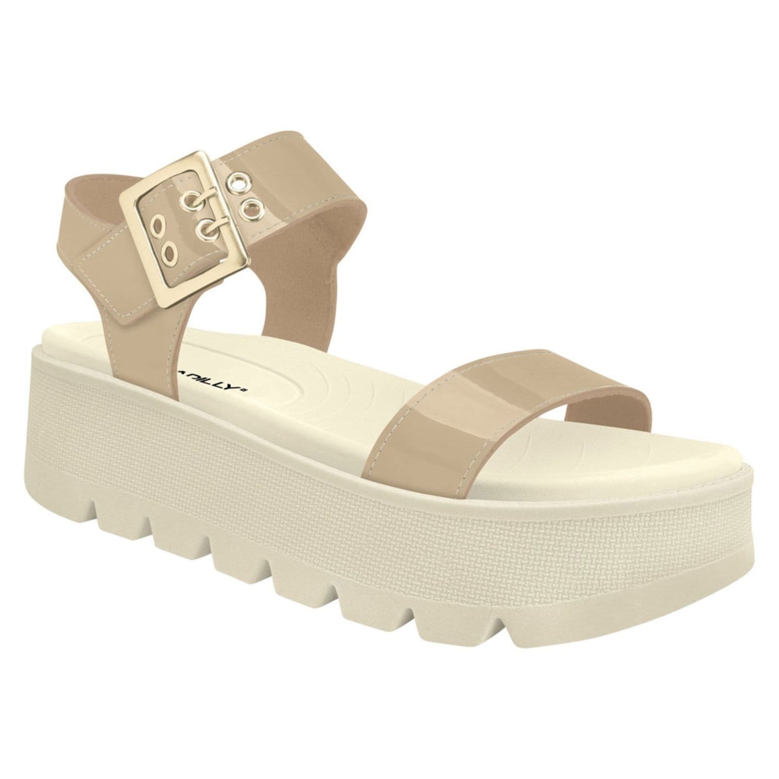 Vista principal Sandália Papete Feminina Cati Marfim Off White Piccadilly 58 Piccadilly branco white