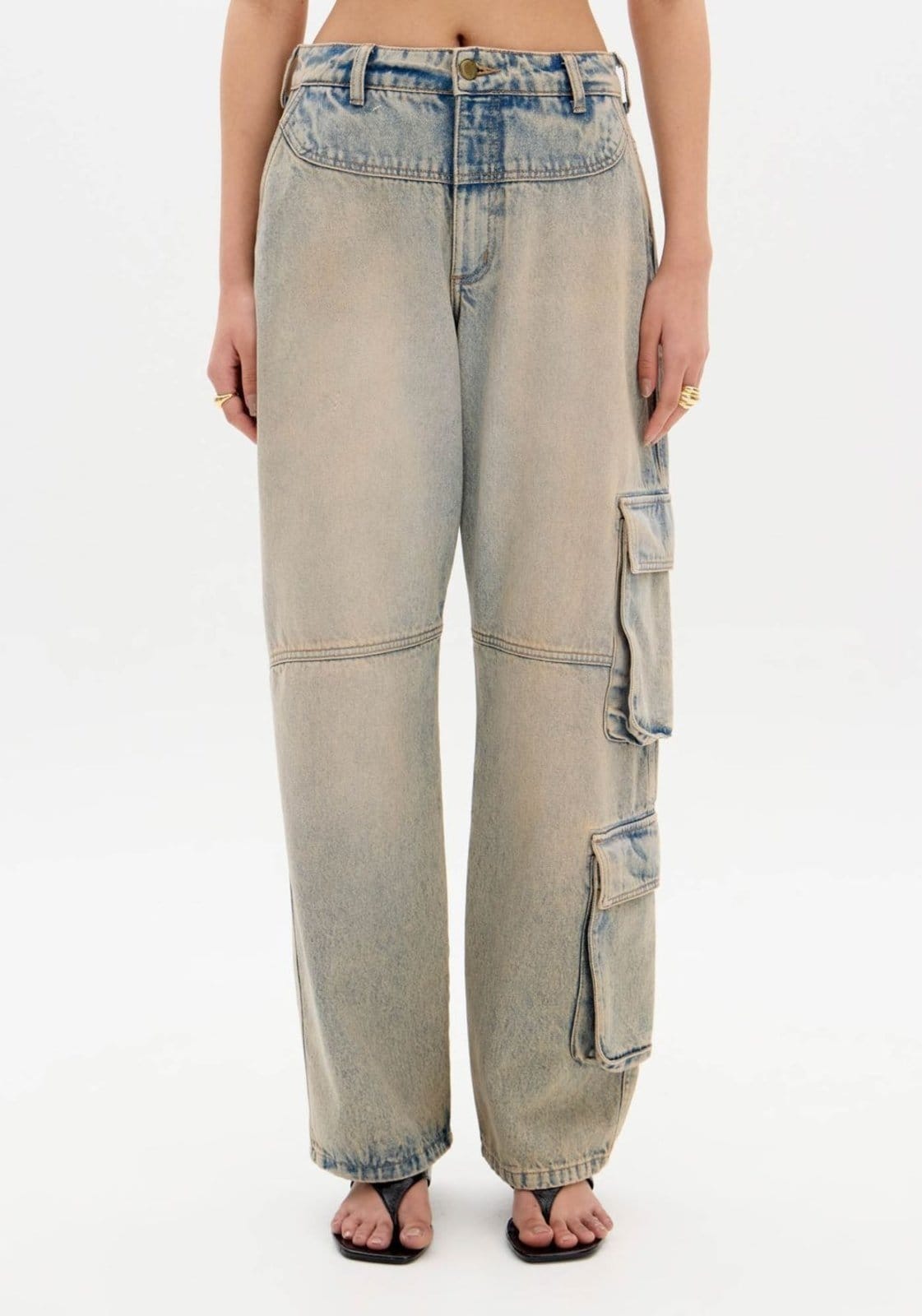 Vista 2 Calça Jeans Super Baggy Cintura Média My Favorite Things azul