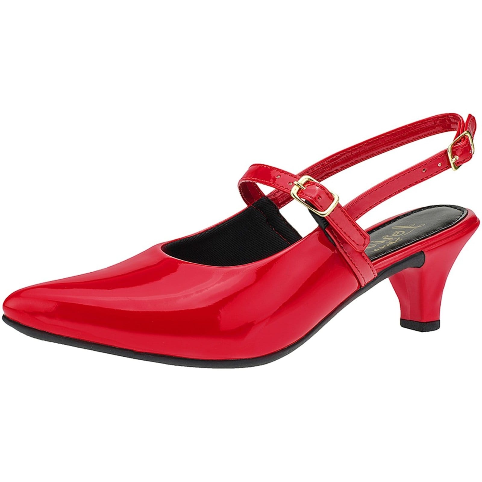 Sapato Lóris Shoes Feminino Scarpin Salto Baixo Fino Sapato SlingBack Retrô