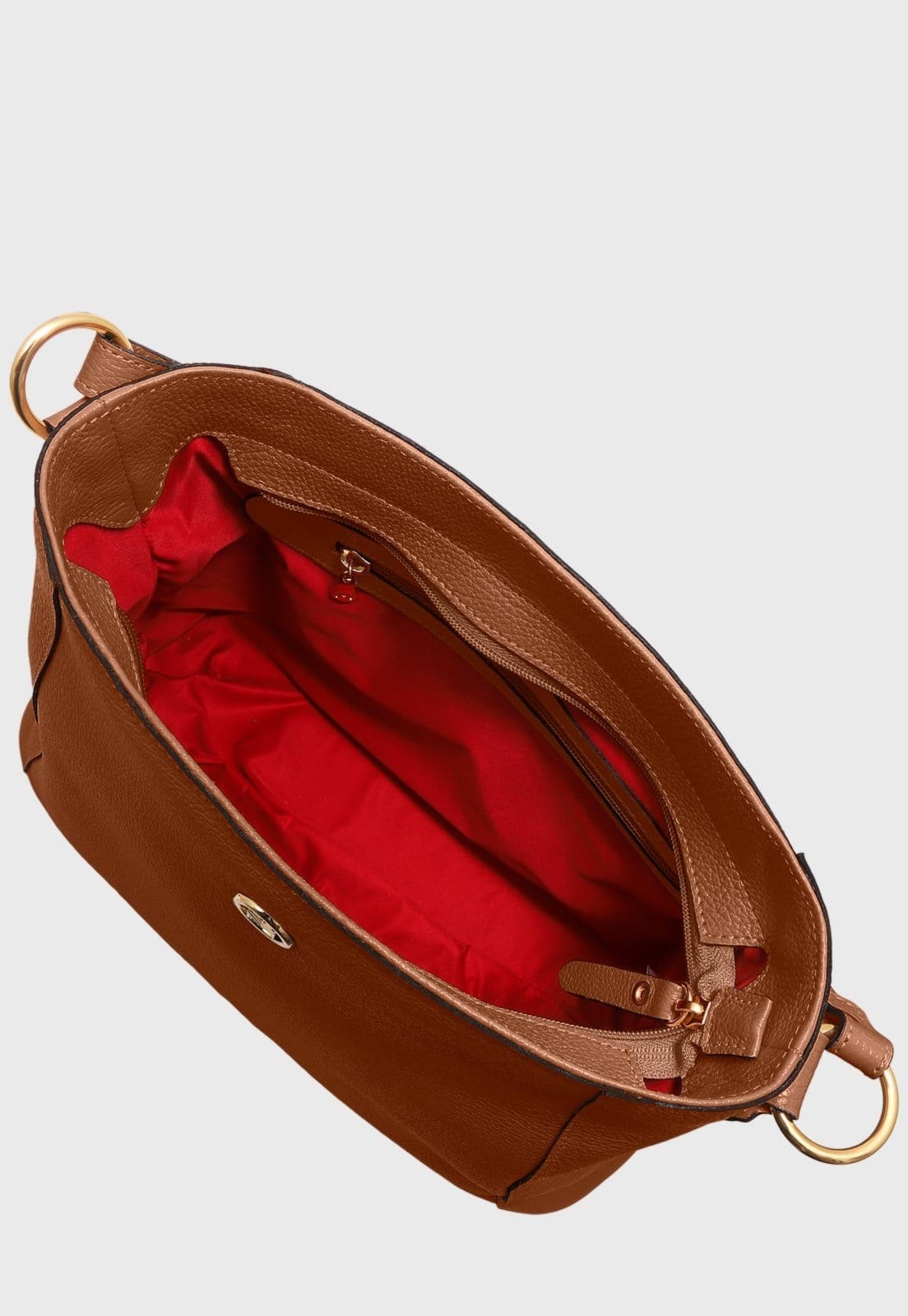 Vista 2 Bolsa Transversal Couro Mariart Jasmim Camel Mariart caramelo