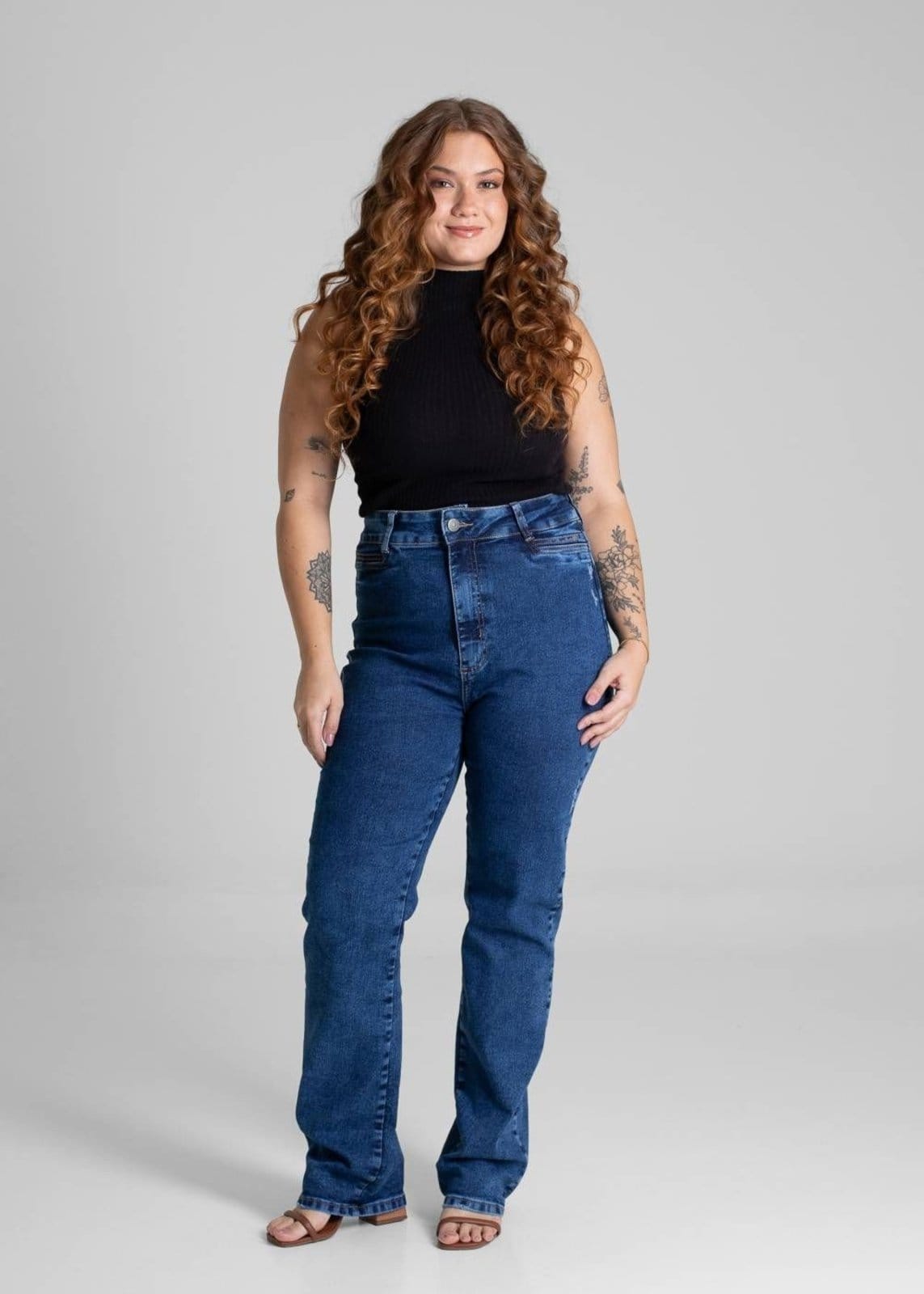 Vista 2 Calça Jeans Sawary Plus Size Reta - 280938 Sawary azul