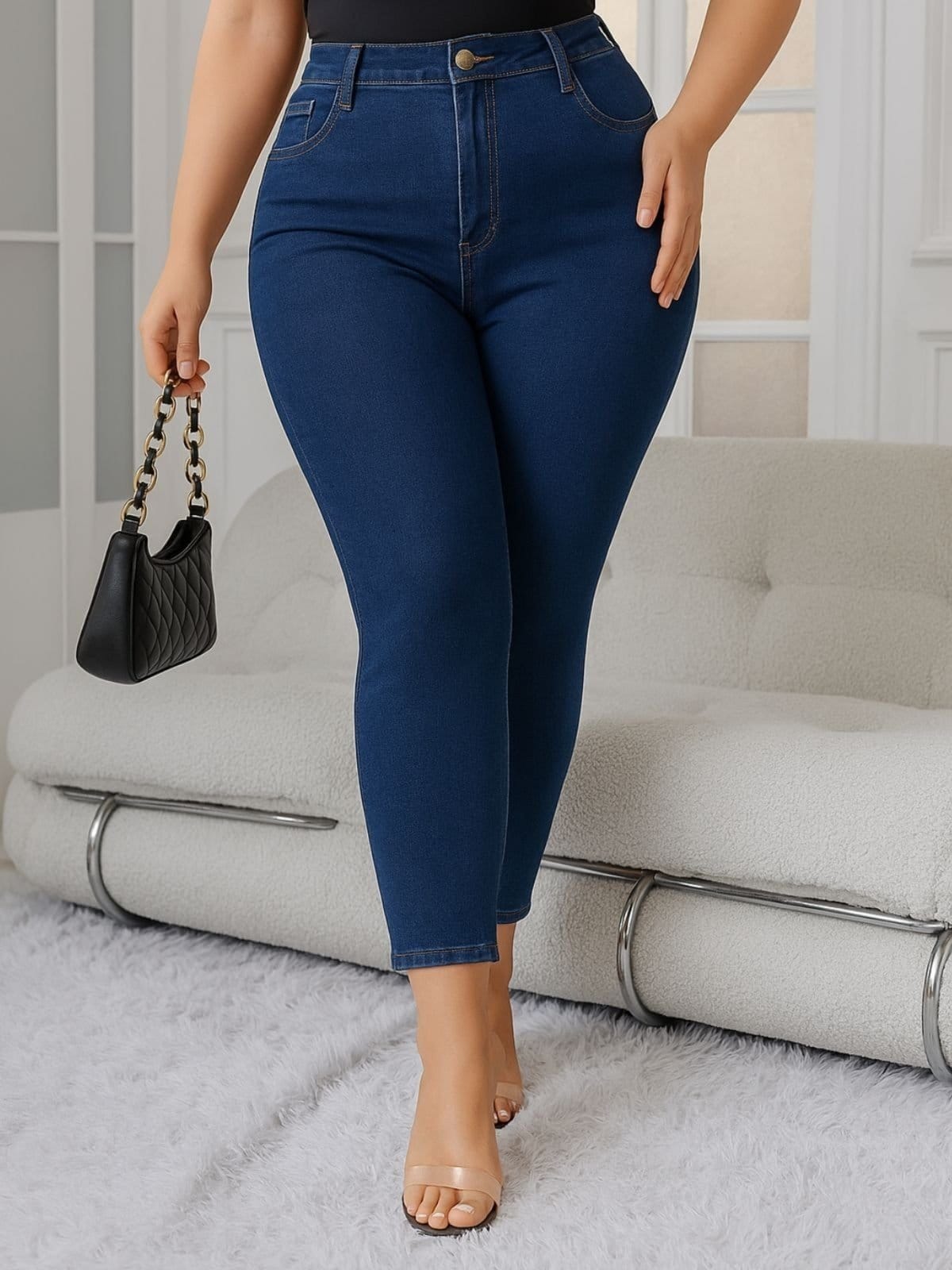 Vista principal Calça Jeans Plus Size Feminina CKF Wear Pentagono Escuro CKF Wear azul