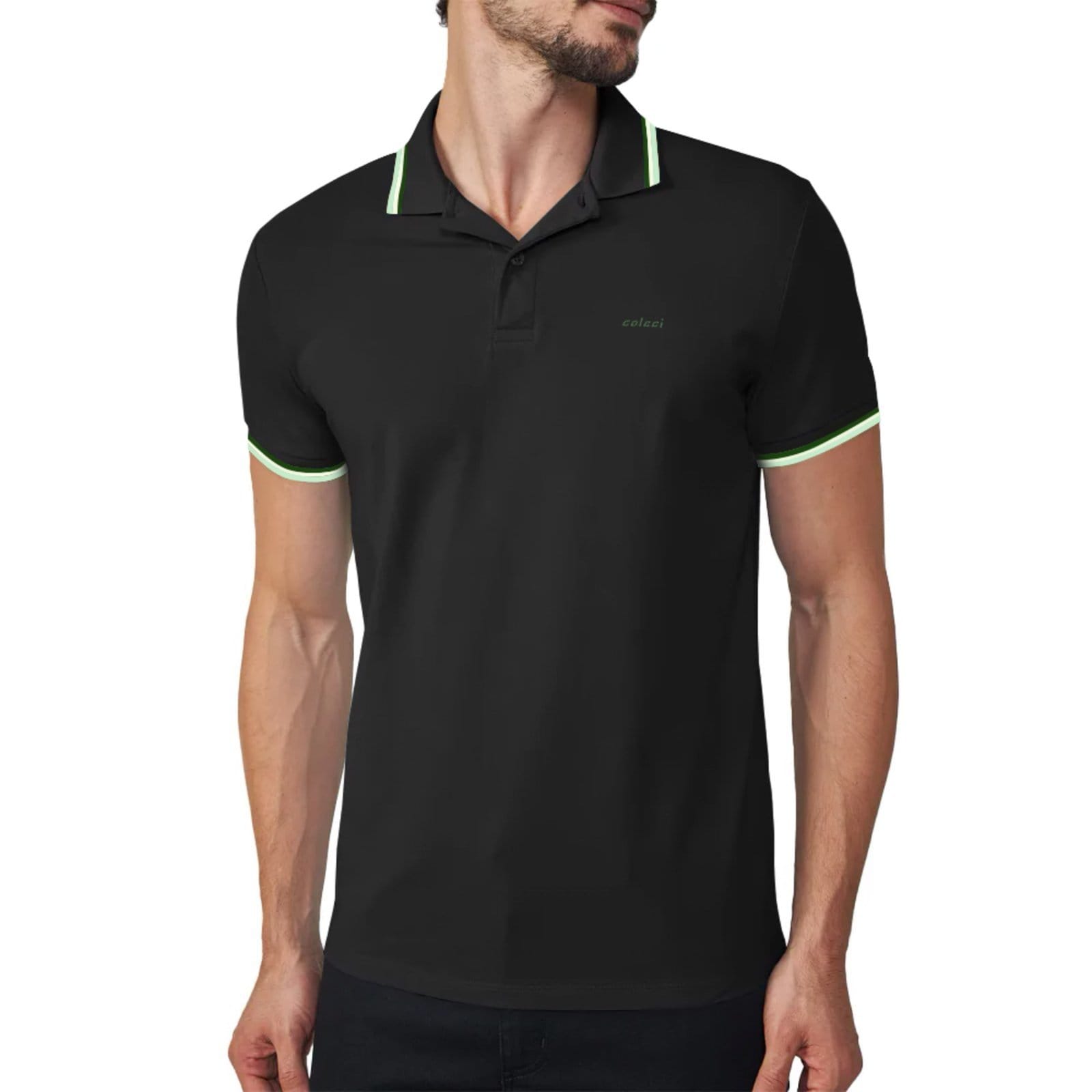 Vista principal Camisa Polo Colcci 3 Listras Pr26 Masculino Colcci preto