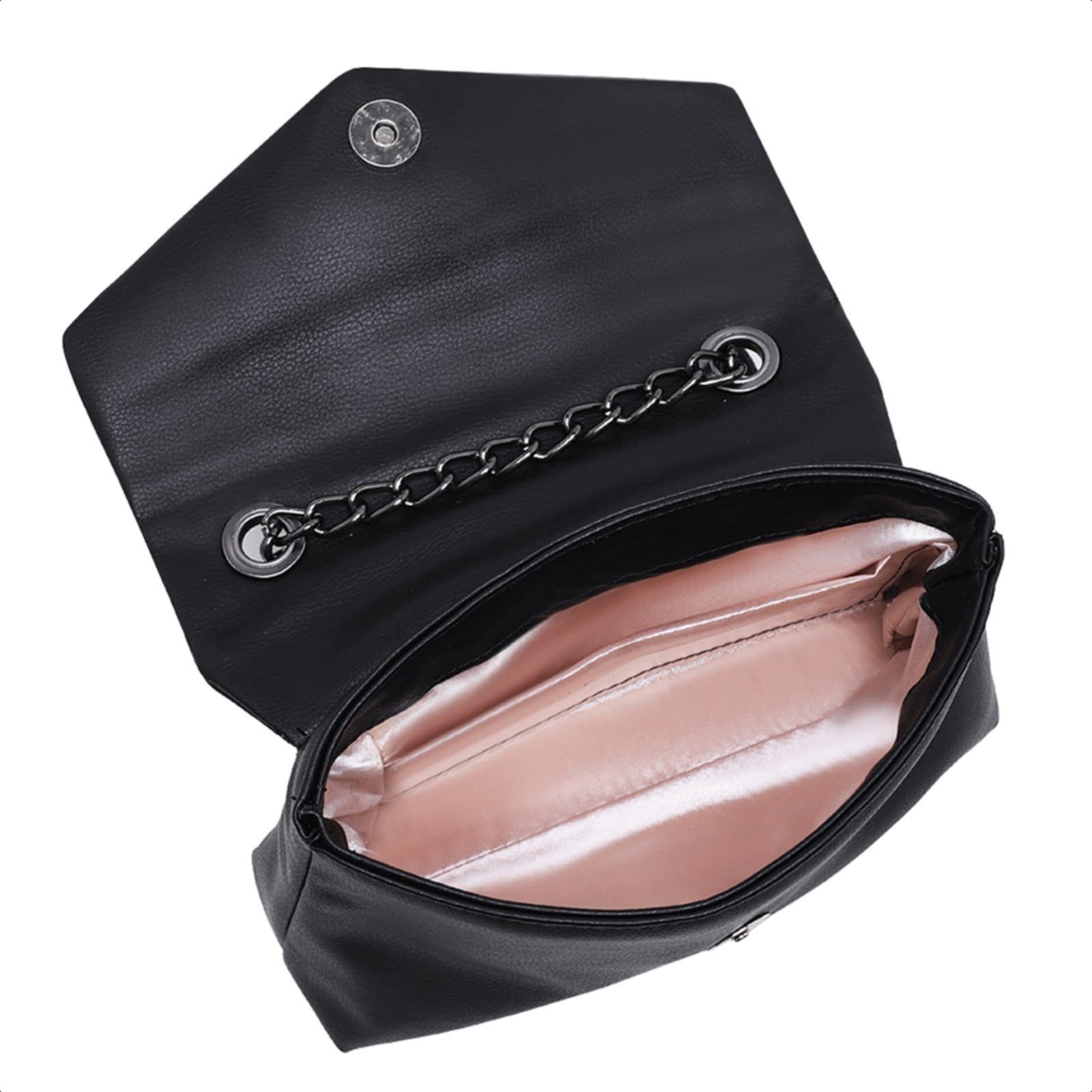 Bolsa Clutch Feminina Pequena Preta Alça De Corrente - 2