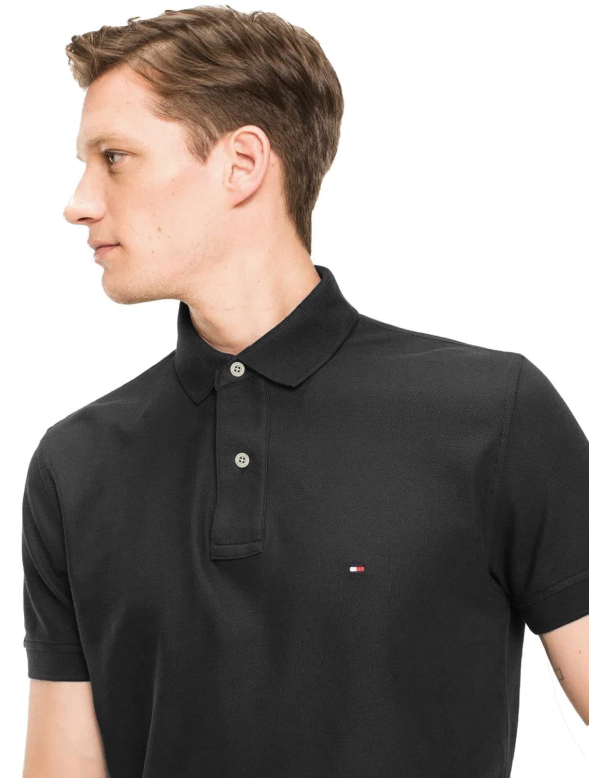 Vista 2 Polo Tommy Hilfiger Masculina Regular 1985 Preta Tommy Hilfiger preto