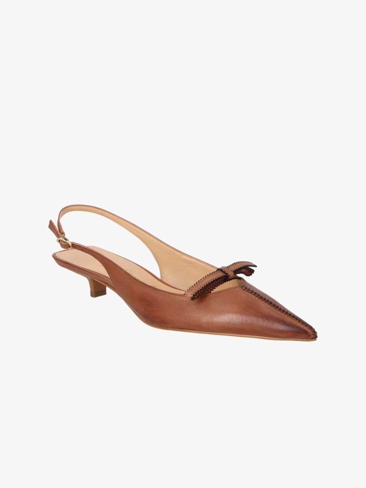 Scarpin Slingback Encerado Com Recortes E Laço