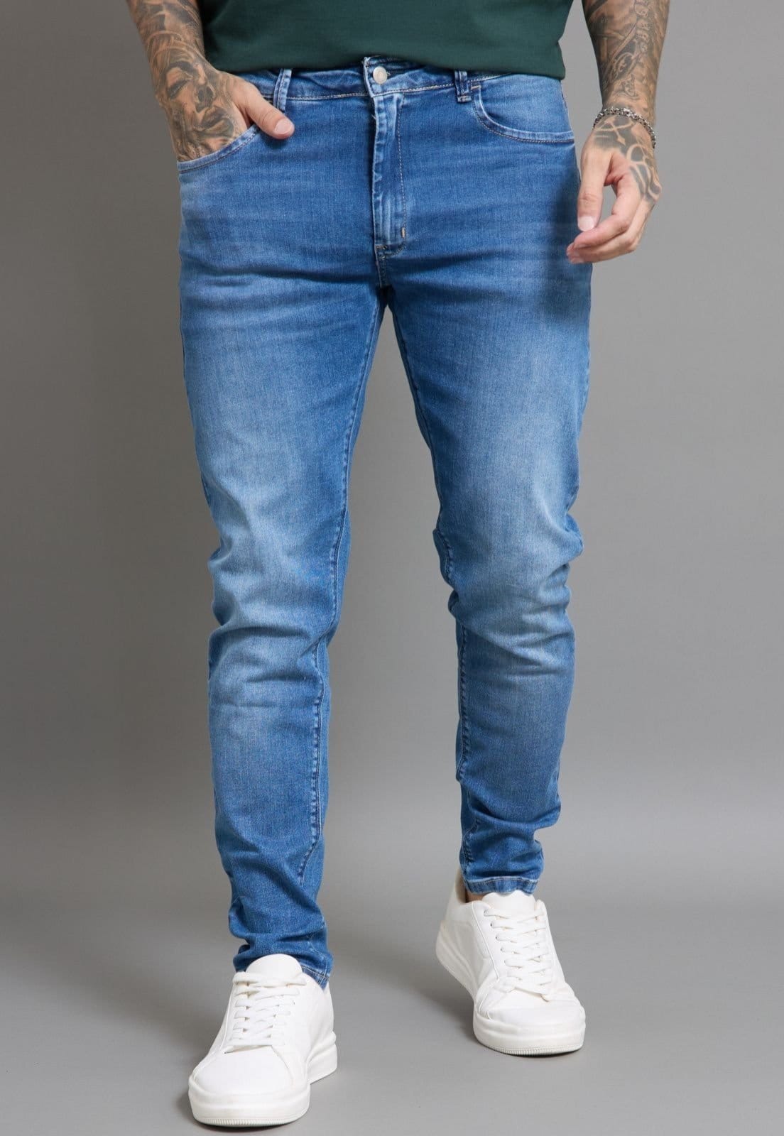 Calça Jeans Skinny Masculina Marmorizada Básica na Cor Dialogo