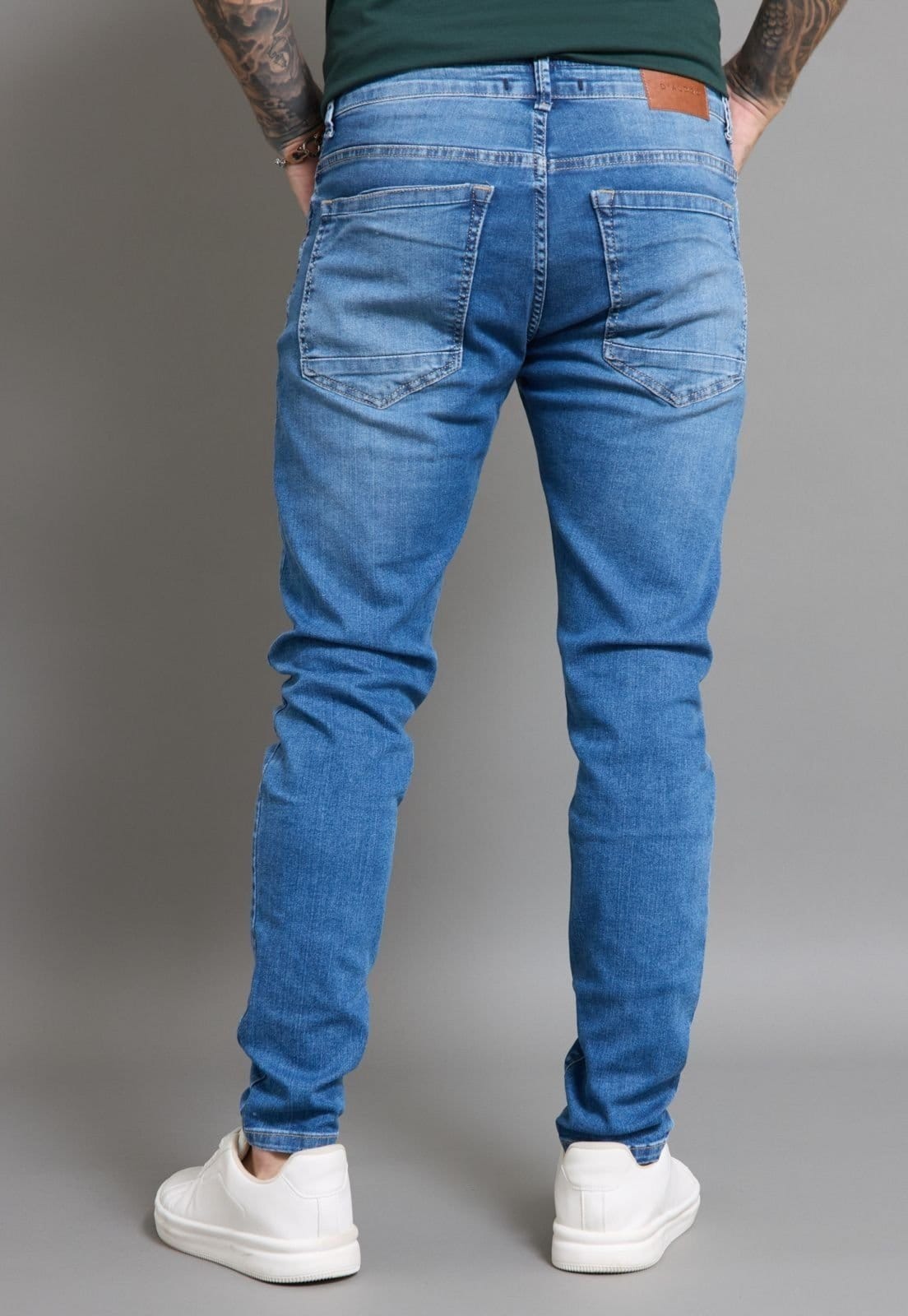 Vista 2 Calça Jeans Skinny Masculina Marmorizada Básica na Cor Dialogo Dialogo Jeans azul