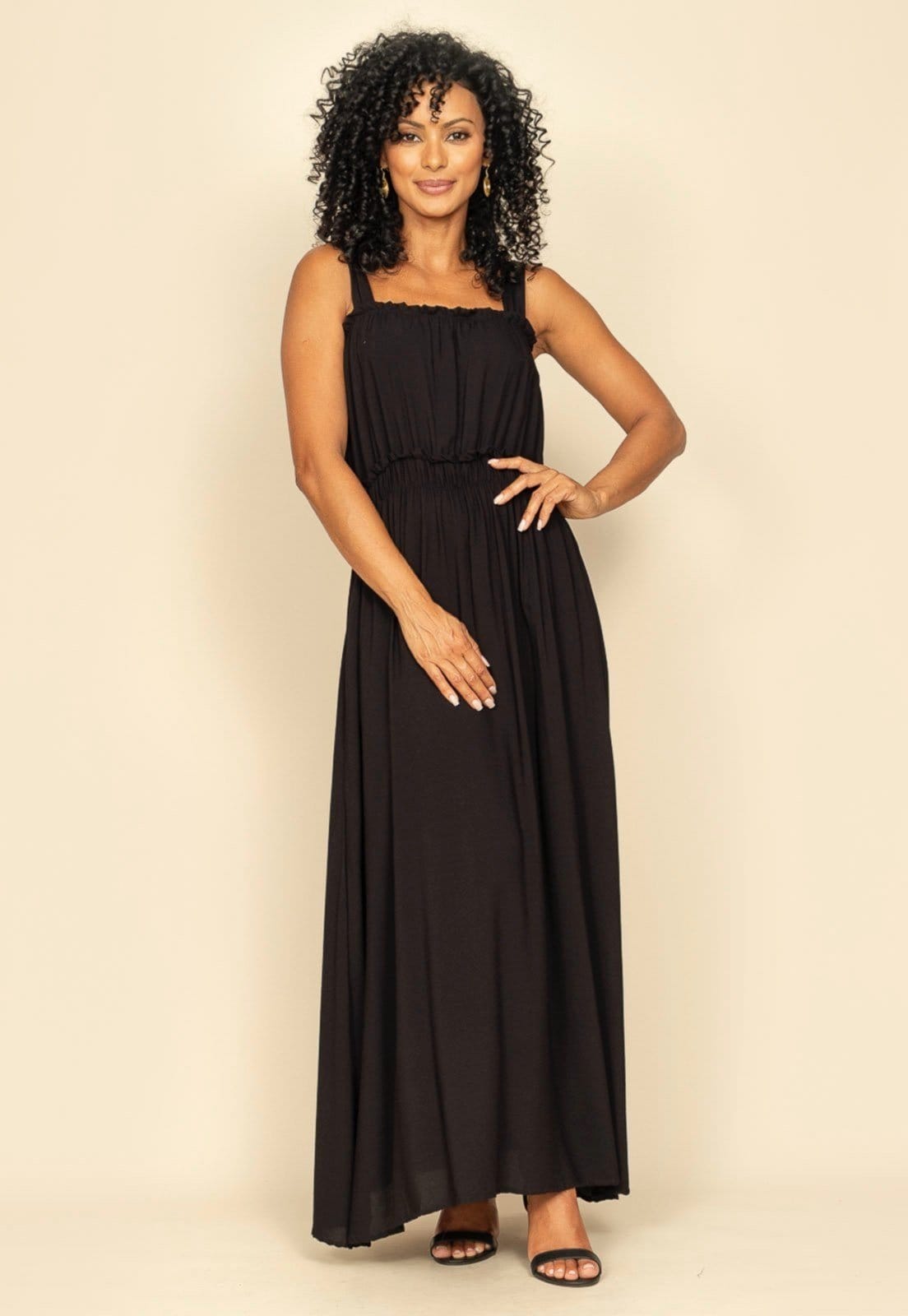 Vista 2 Vestido Longo Amana Viscose Amazonia Vital preto