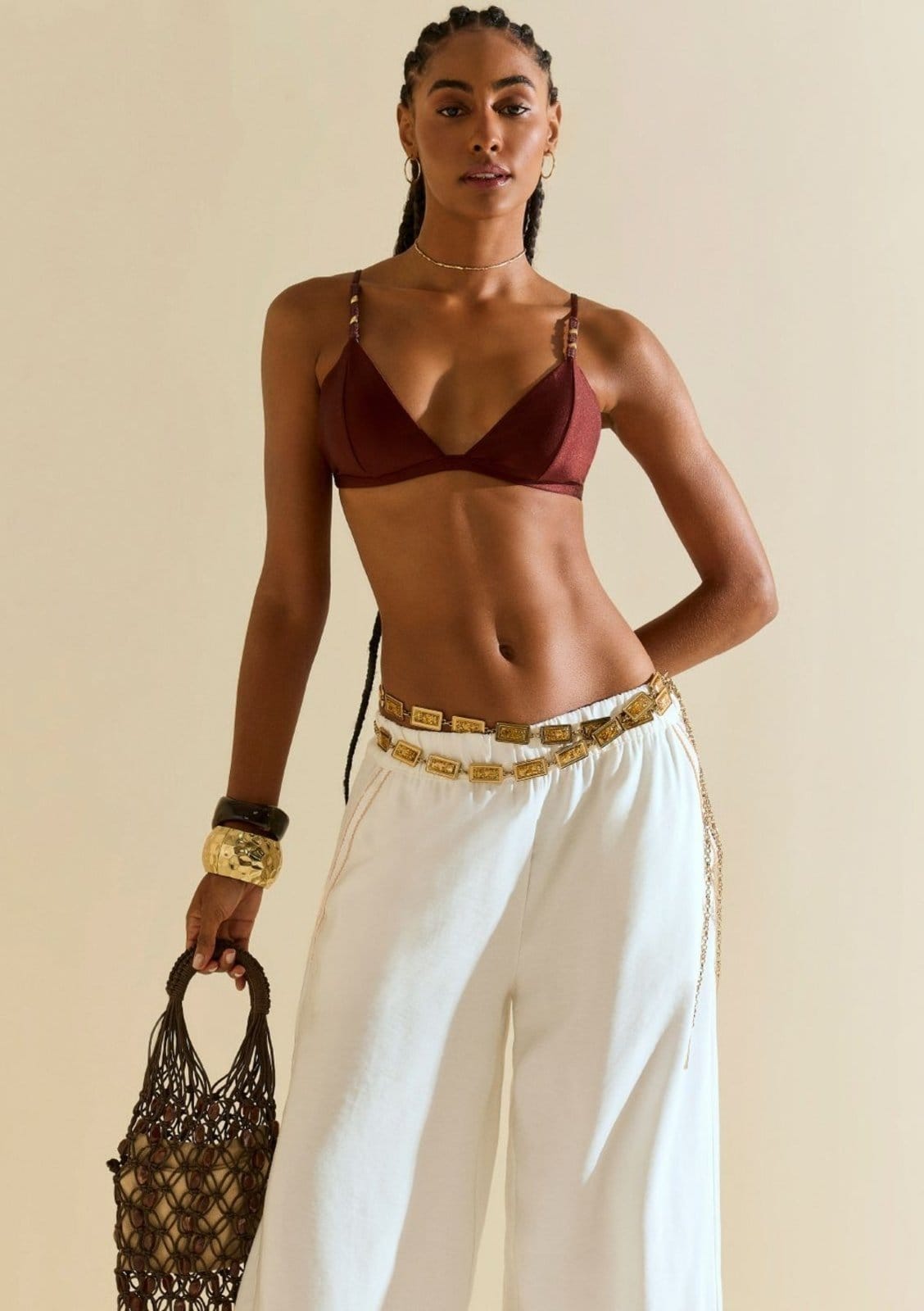 Calça Morena Rosa Reta édia Off Off-white