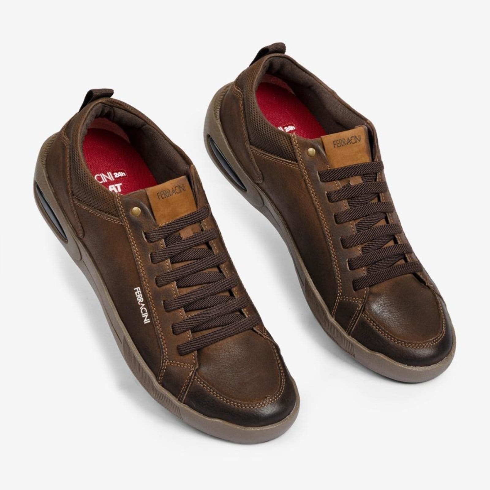 Vista 2 Sapatênis Masculino Couro Legítimo Ferracini Calce Fácil Esportivo Pulse 2262C FERRACINI marrom