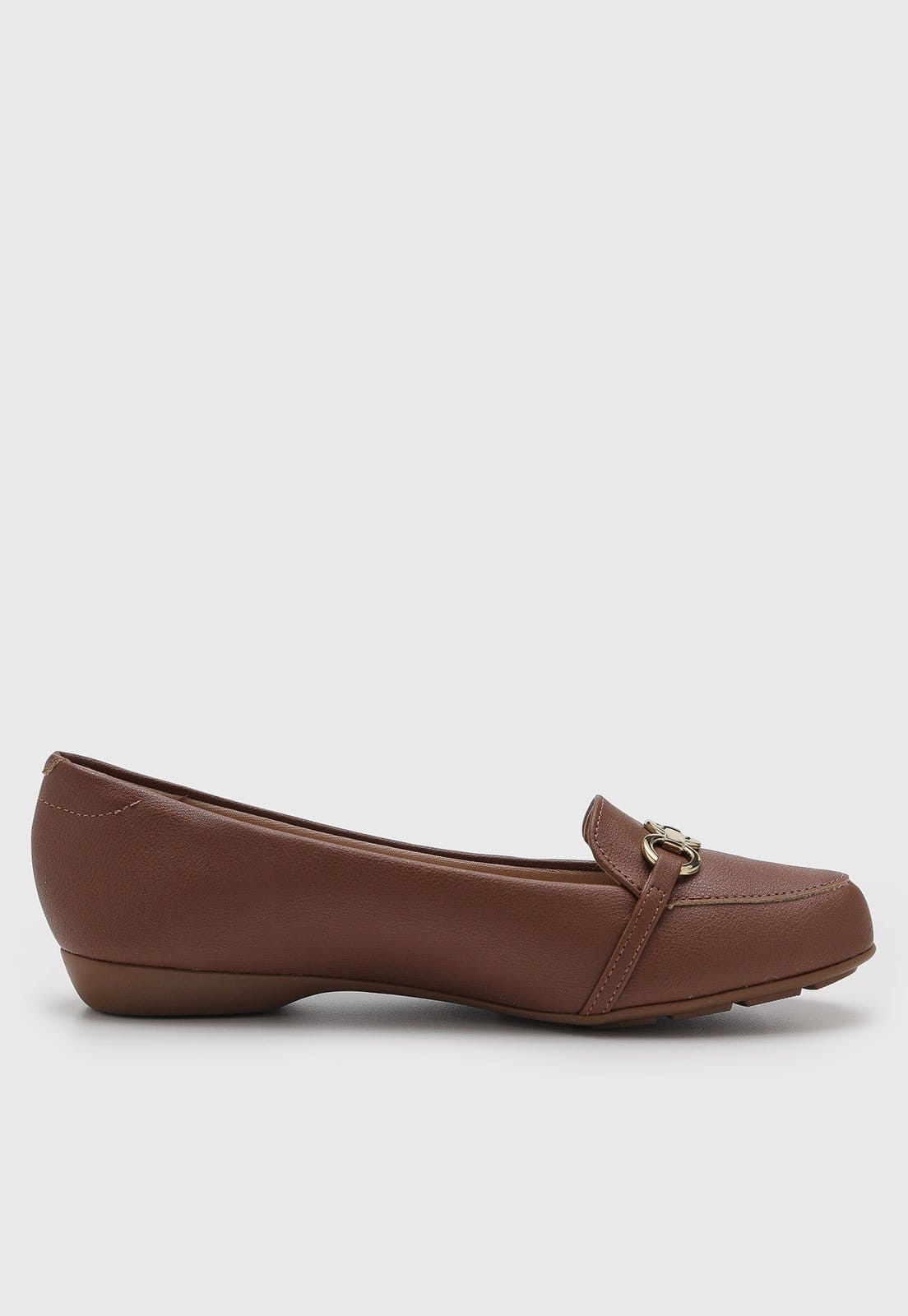 Vista 2 Mocassim Feminino Modare Slip On detalhe metalizado MODARE marrom