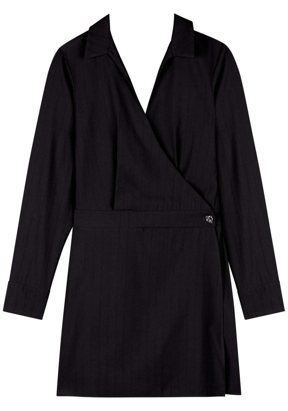 Vestido Lez a Lez Curto Alfaiataria Com Mangas Longas E Riscas De Giz