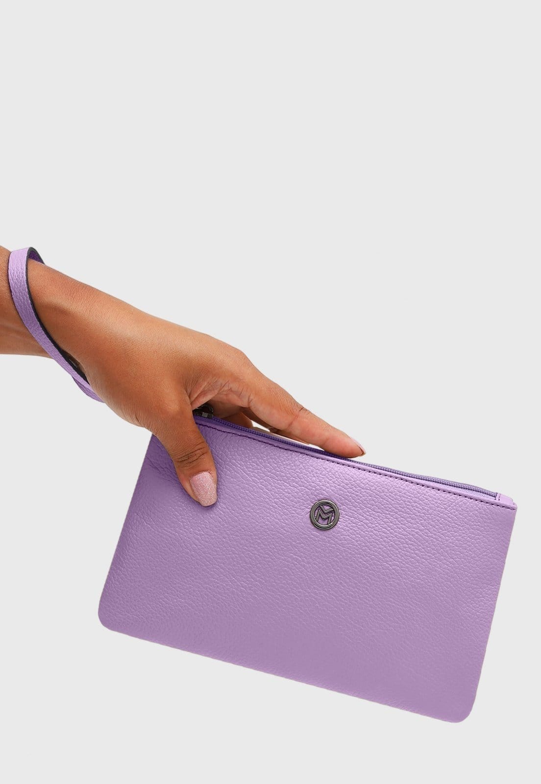 Vista 2 Bolsa Carteira Clutch Couro Mariart Cambará Violeta Mariart lilás violeta