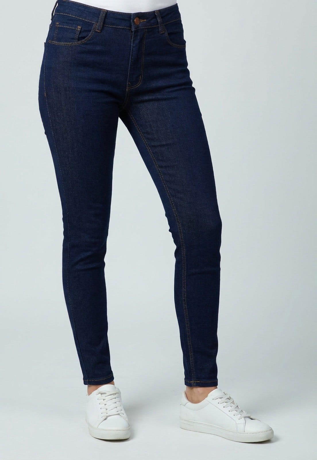 Vista principal Calça Jeans Feminina Lez a Lez Skinny Cintura Média Azul Escura Lez a Lez azul marinho