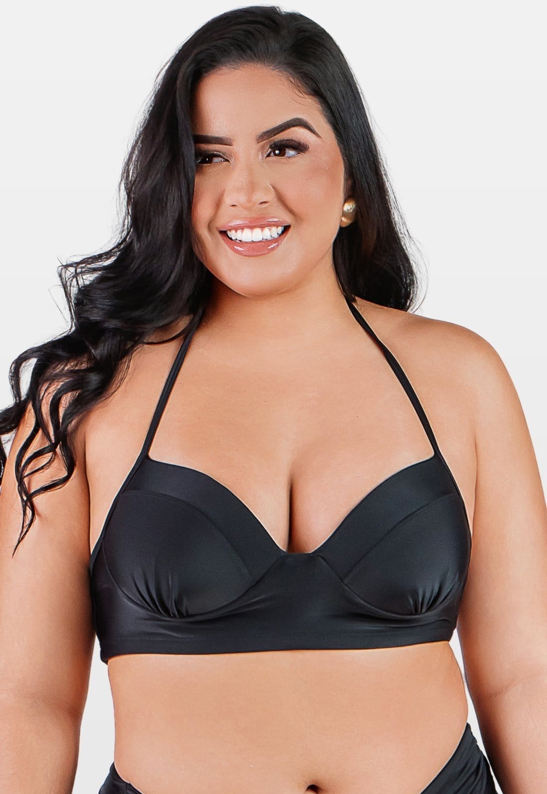 Vista principal Top Summer Soul Meia Taça Com Bojo Plus Size Summer Soul preto