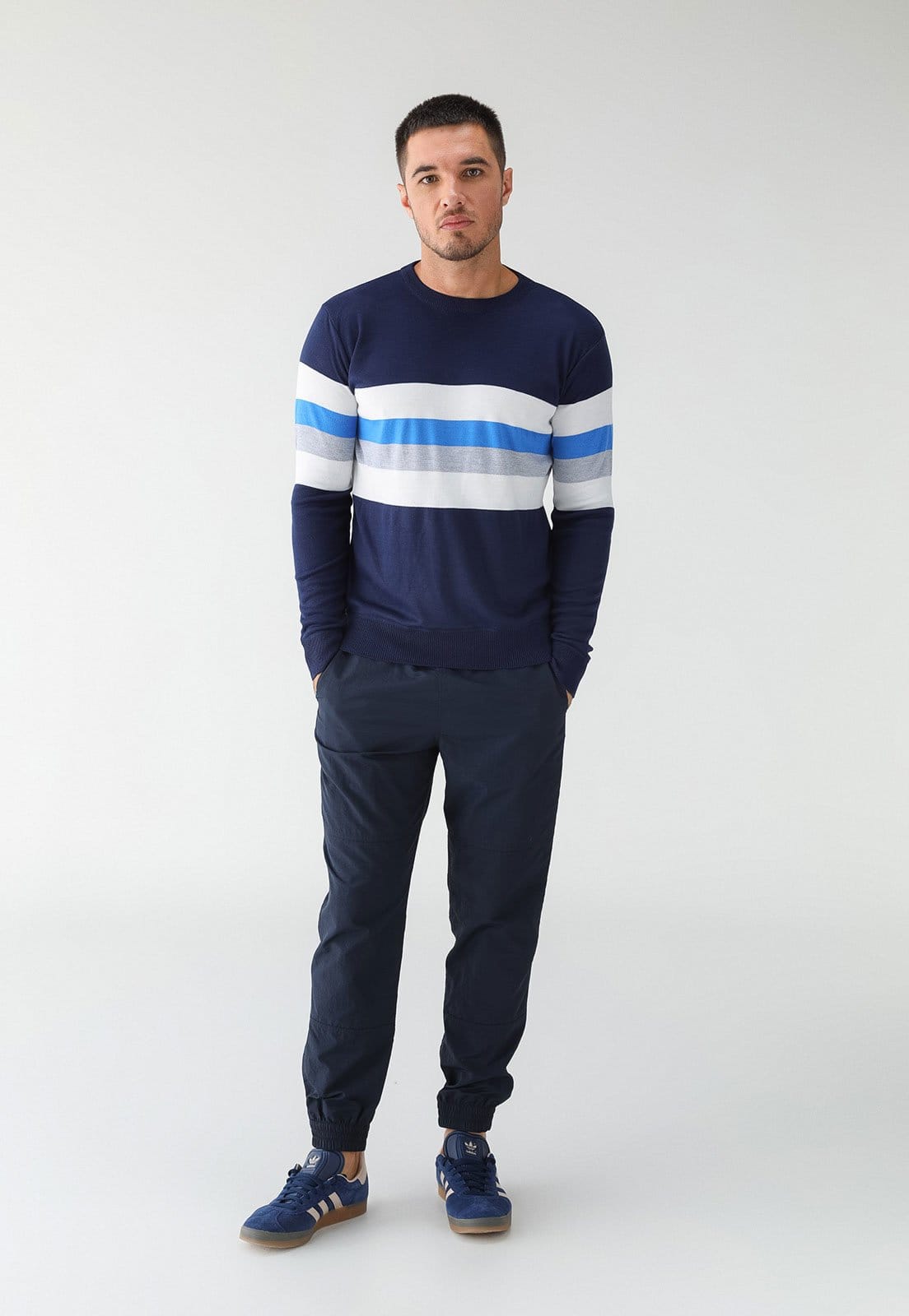 Vista 2 Suéter Tricot Broken Rules Listrado Azul-Marinho Broken Rules azul marinho