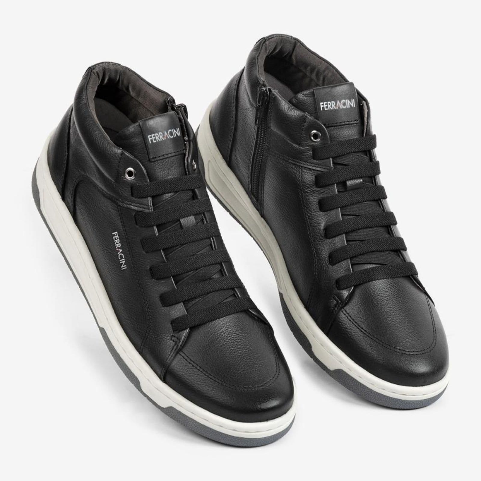 Vista 2 Sapatênis Masculino Couro Legítimo Ferracini Esportivo Confortável Vox 8053-617A FERRACINI preto