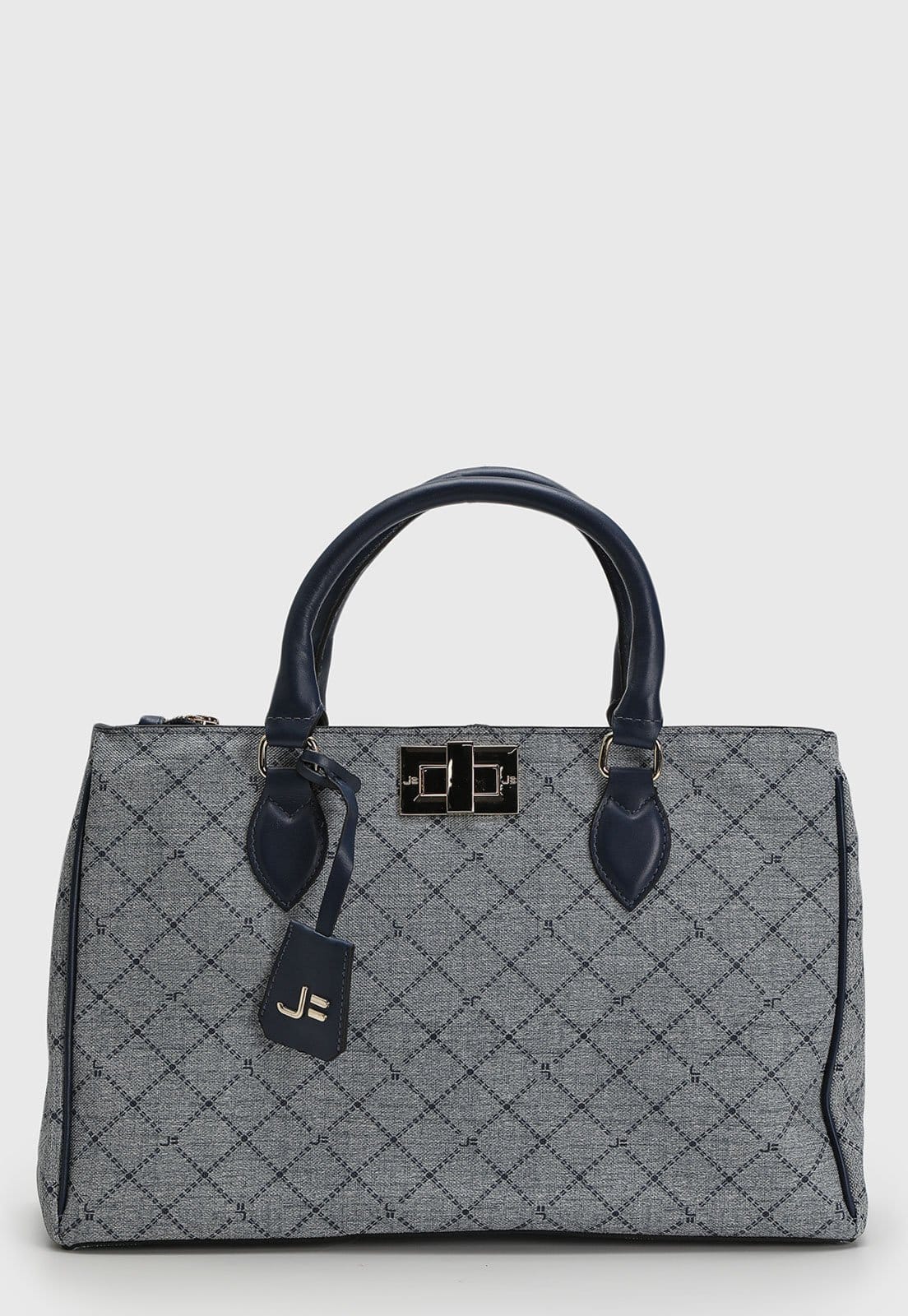 Vista principal Bolsa Tiracolo Feminina Jorge Bischoff Alça Dupla Geométrica Jorge Bischoff azul marinho