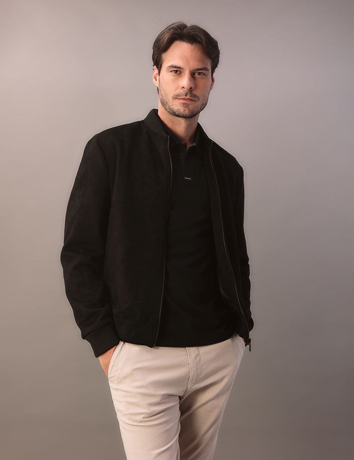 Vista 2 Polo Mc Ck Masc Premium Calvin Klein Jeans preto